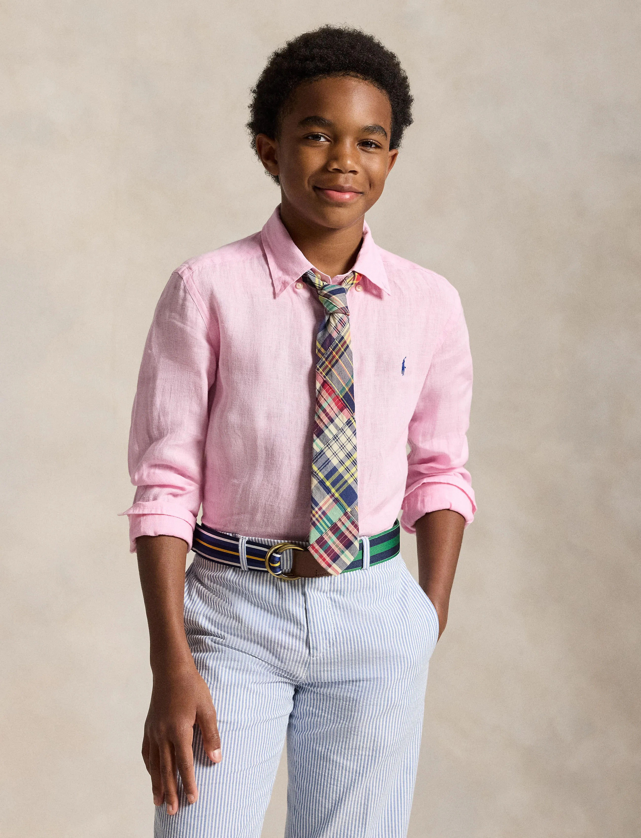 Ralph Lauren Kids - 17/1 PD LINEN V1-CLBDPPC-SI-SPS - langærmede skjorter - carmel pink - 3