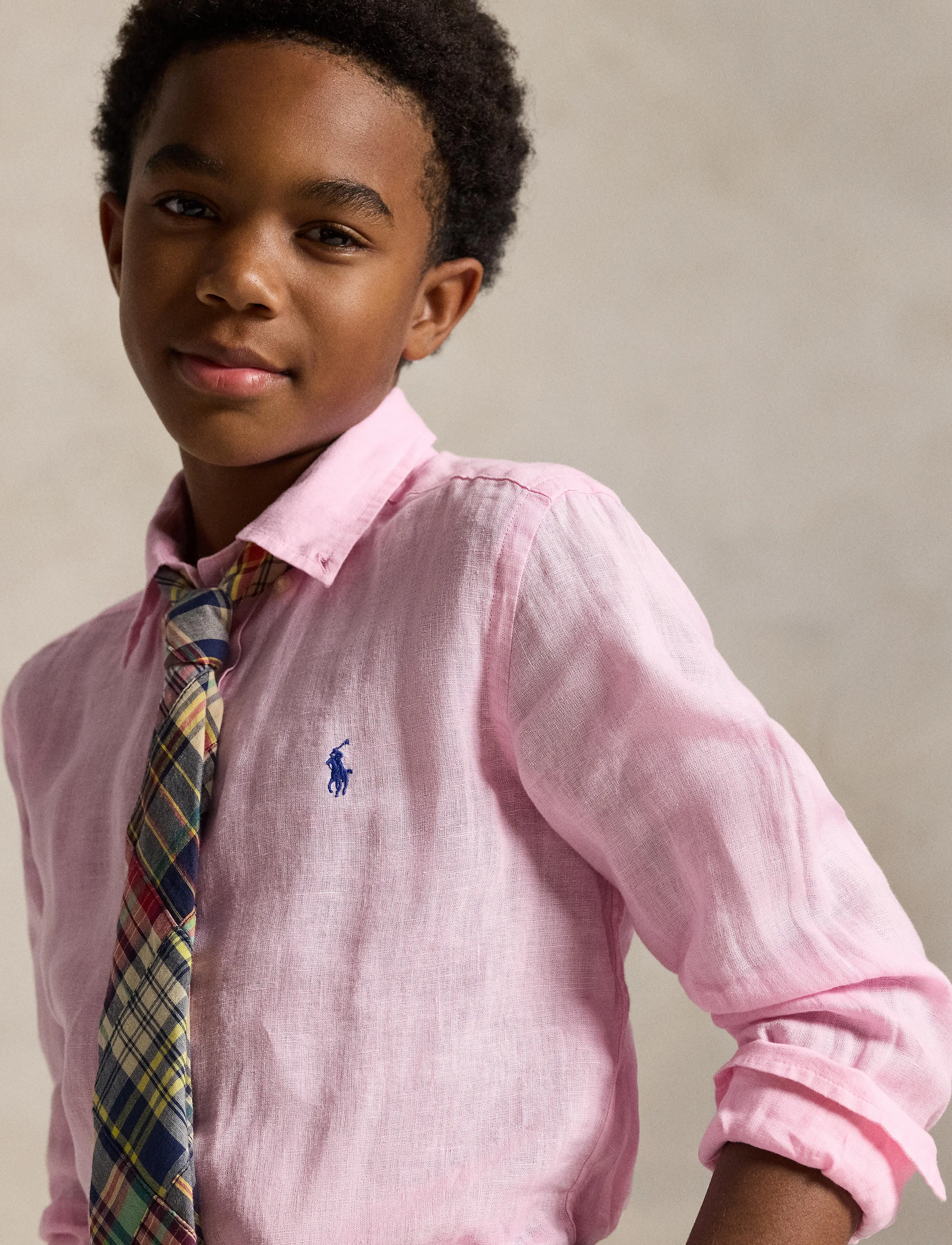Ralph Lauren Kids - 17/1 PD LINEN V1-CLBDPPC-SI-SPS - langærmede skjorter - carmel pink - 4