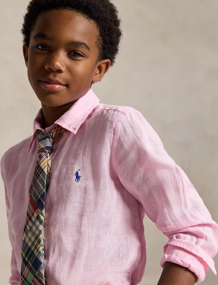 Ralph Lauren Kids - 17/1 PD LINEN V1-CLBDPPC-SI-SPS - chemises à manches longues - carmel pink - 4
