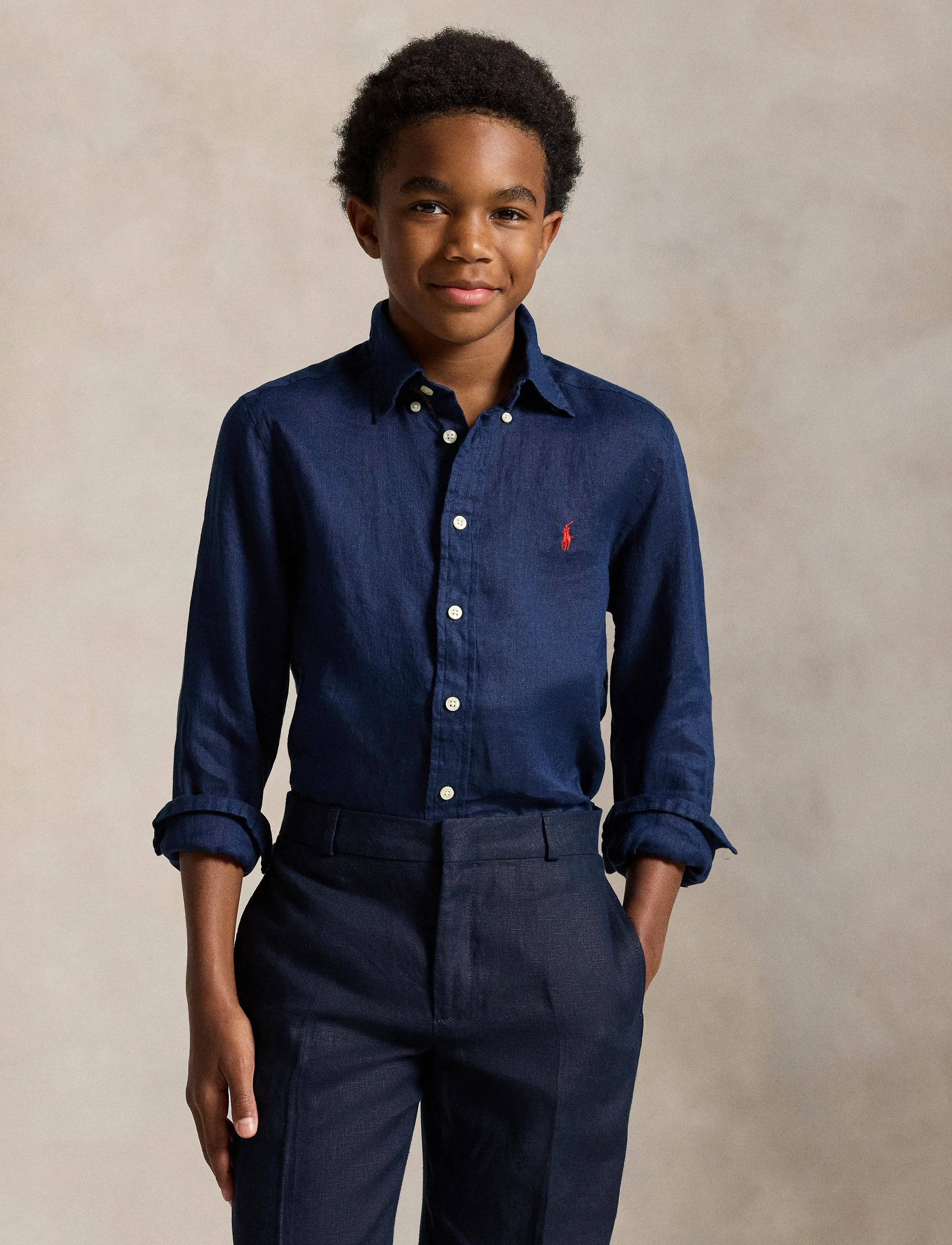 Ralph Lauren Kids - 17/1 PD LINEN V1-CLBDPPC-SI-SPS - langærmede skjorter - newport navy - 3