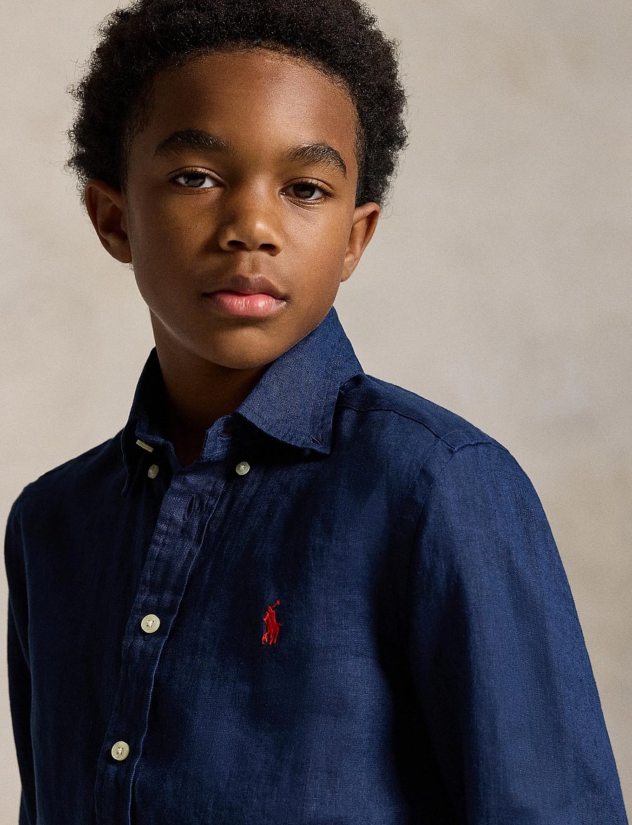 Ralph Lauren Kids - 17/1 PD LINEN V1-CLBDPPC-SI-SPS - chemises à manches longues - newport navy - 4