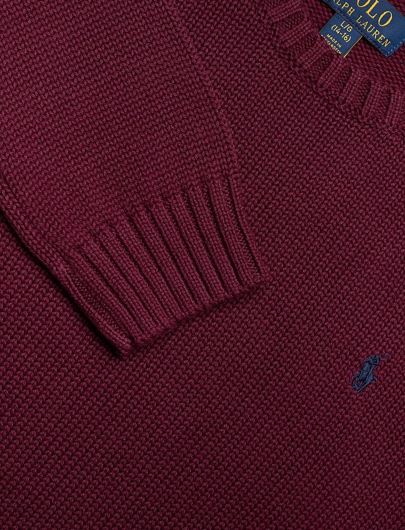 Ralph Lauren Kids - Cotton Crewneck Sweater - stickade tröjor - classic wine/c793 - 2