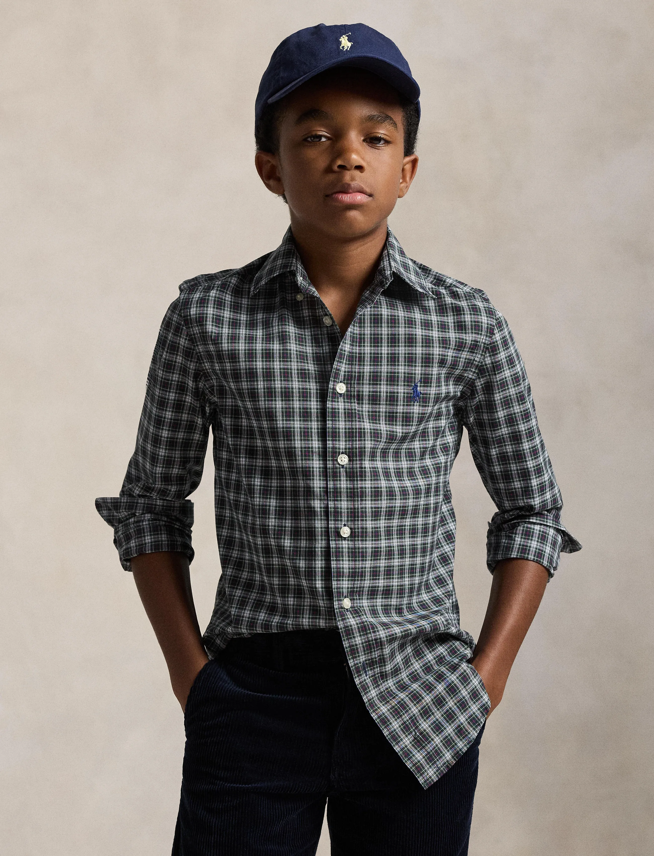 Ralph Lauren Kids - Plaid Cotton Poplin Shirt - #b6924 green whit - 3