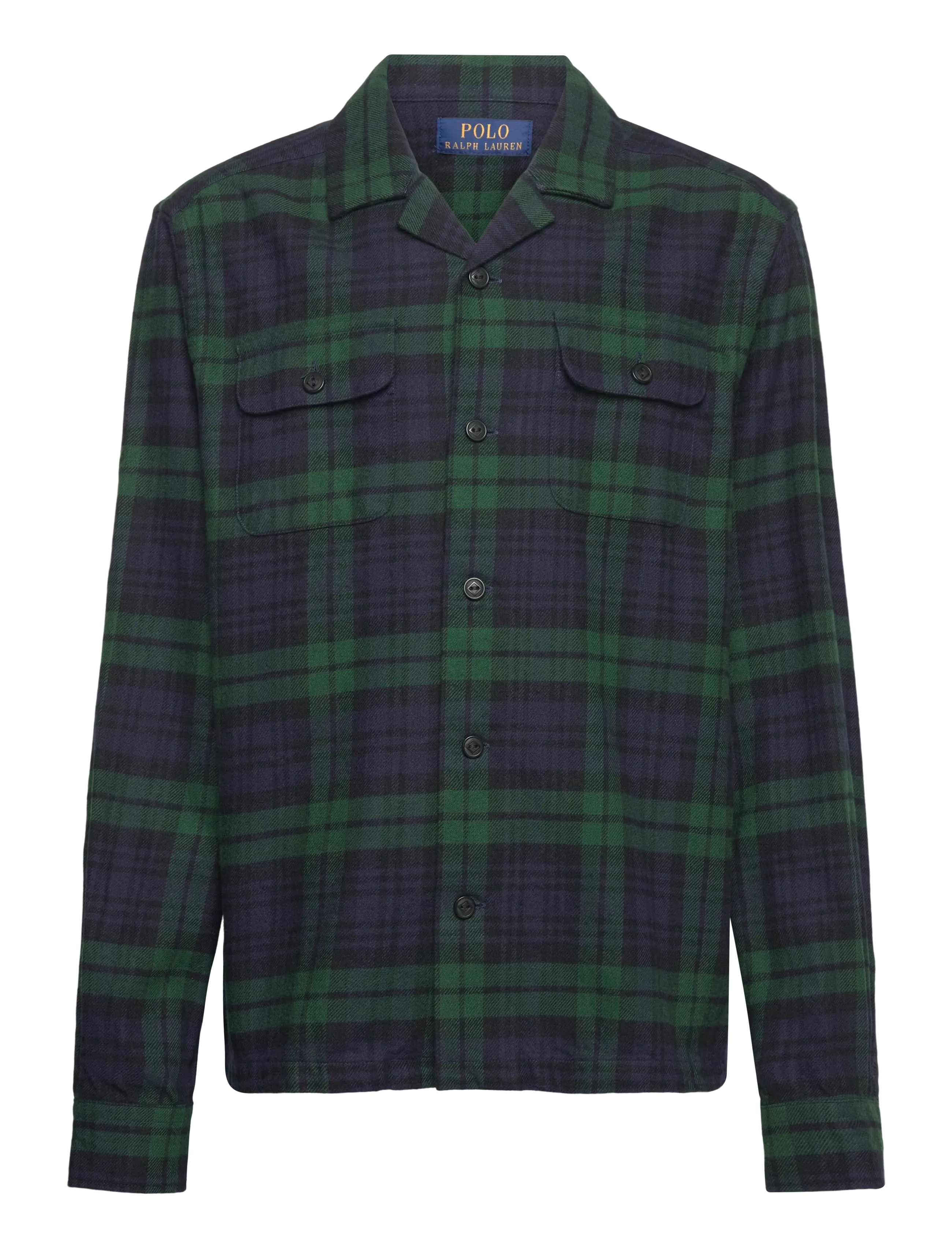 Ralph Lauren Kids Plaid Cotton Flannel Camp Shirt, 132-137, Shirts, Grün - Long-sleeved Kinder