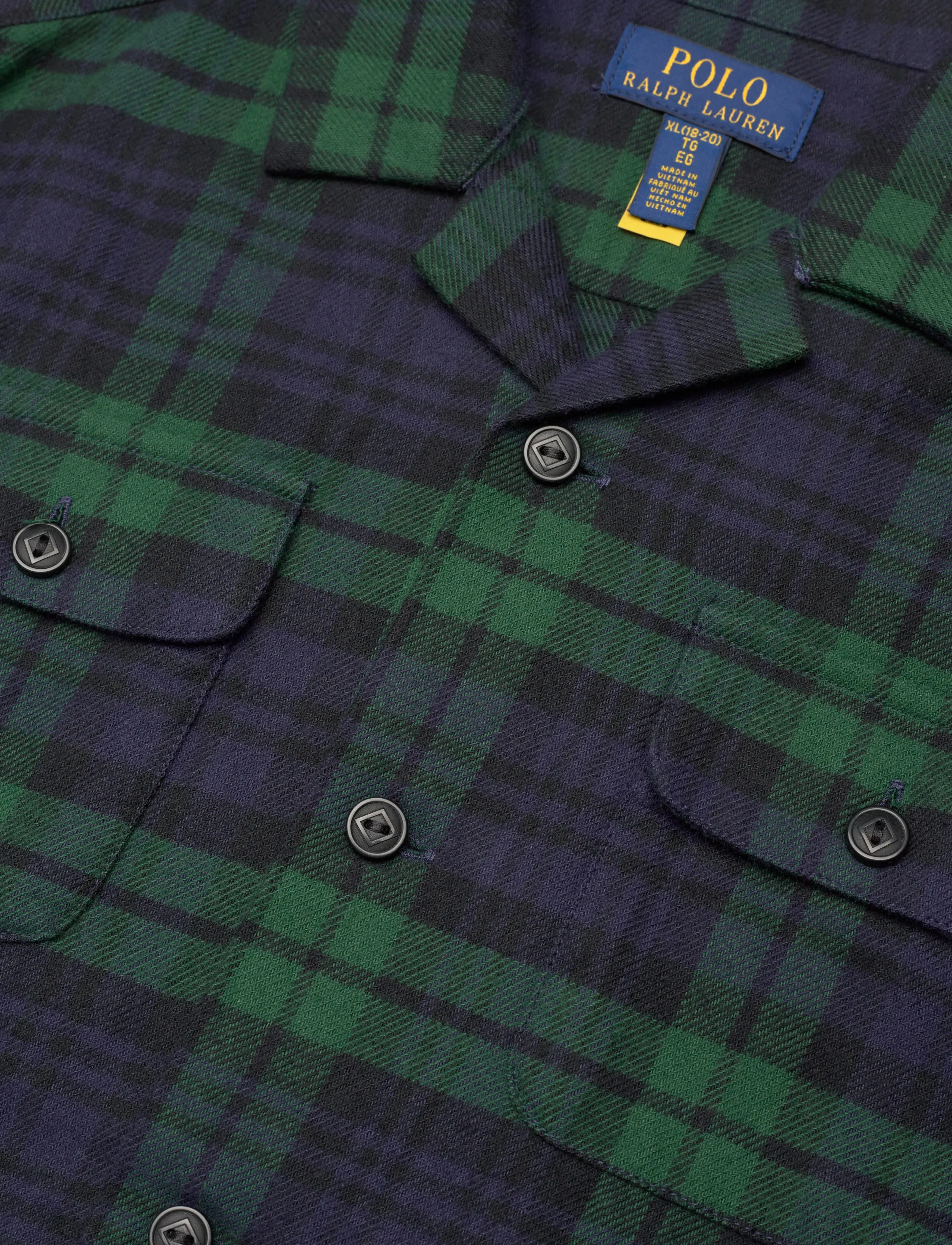 Ralph Lauren Kids - Plaid Cotton Flannel Camp Shirt - langermede skjorter - #b6967 navy green - 2