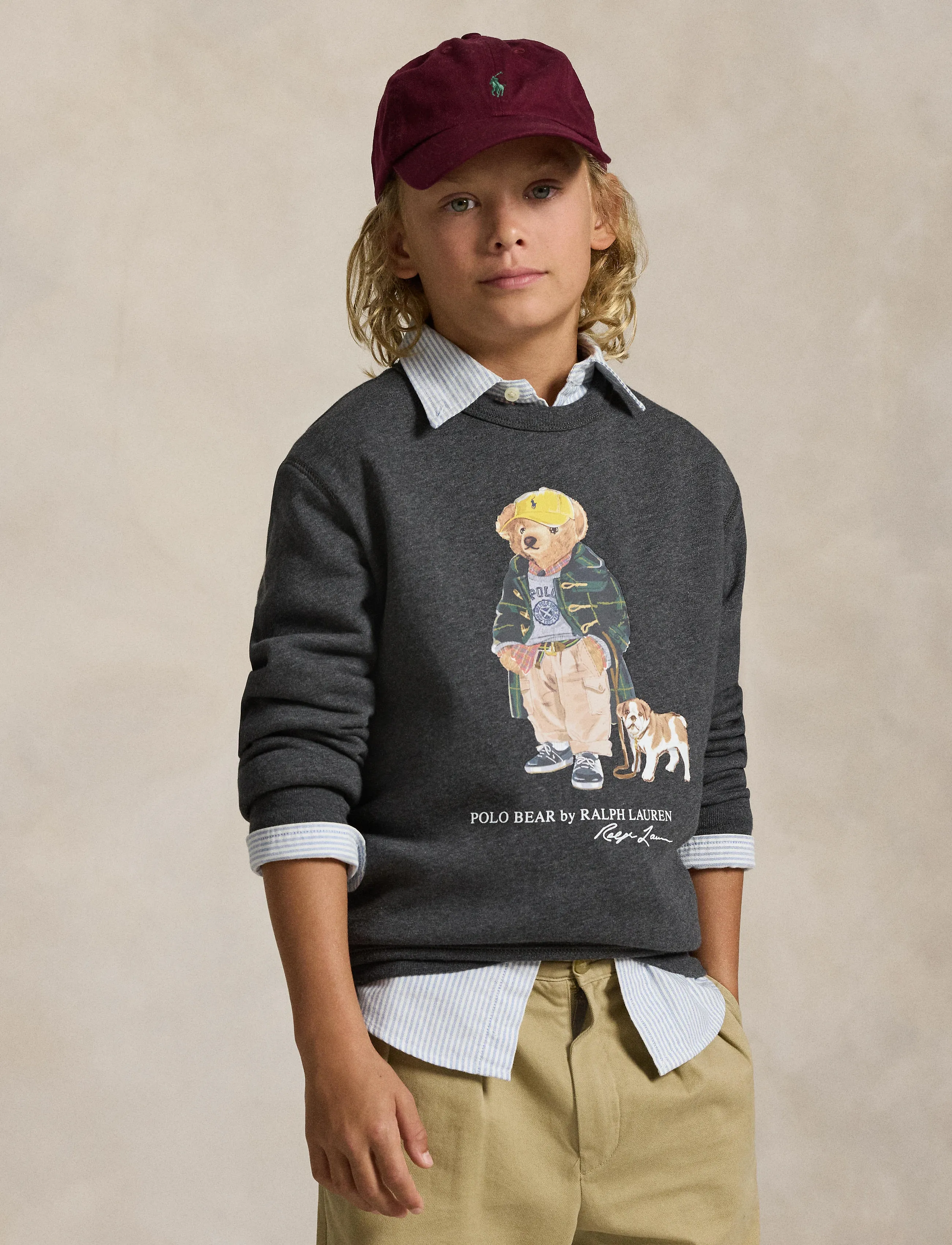 Ralph Lauren Kids Polo Bear Heathered Fleece Sweatshirt - Polo Ralph Lauren - FA25 BEAR WINDSOR / grey