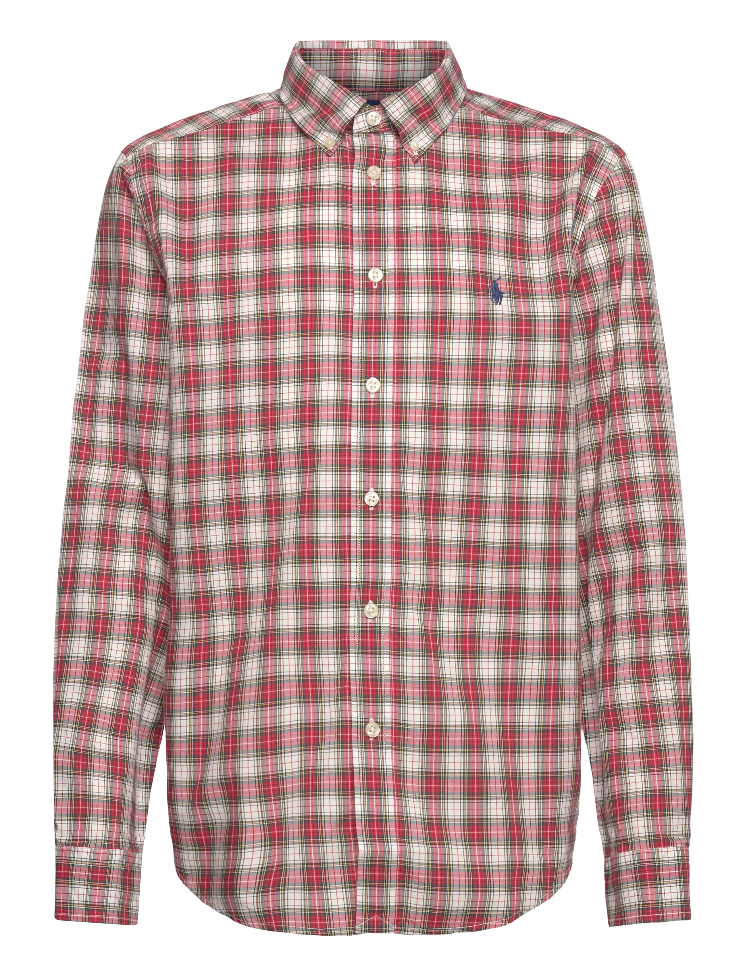 Plaid Cotton Poplin Shirt - #187 CREAM RED MU