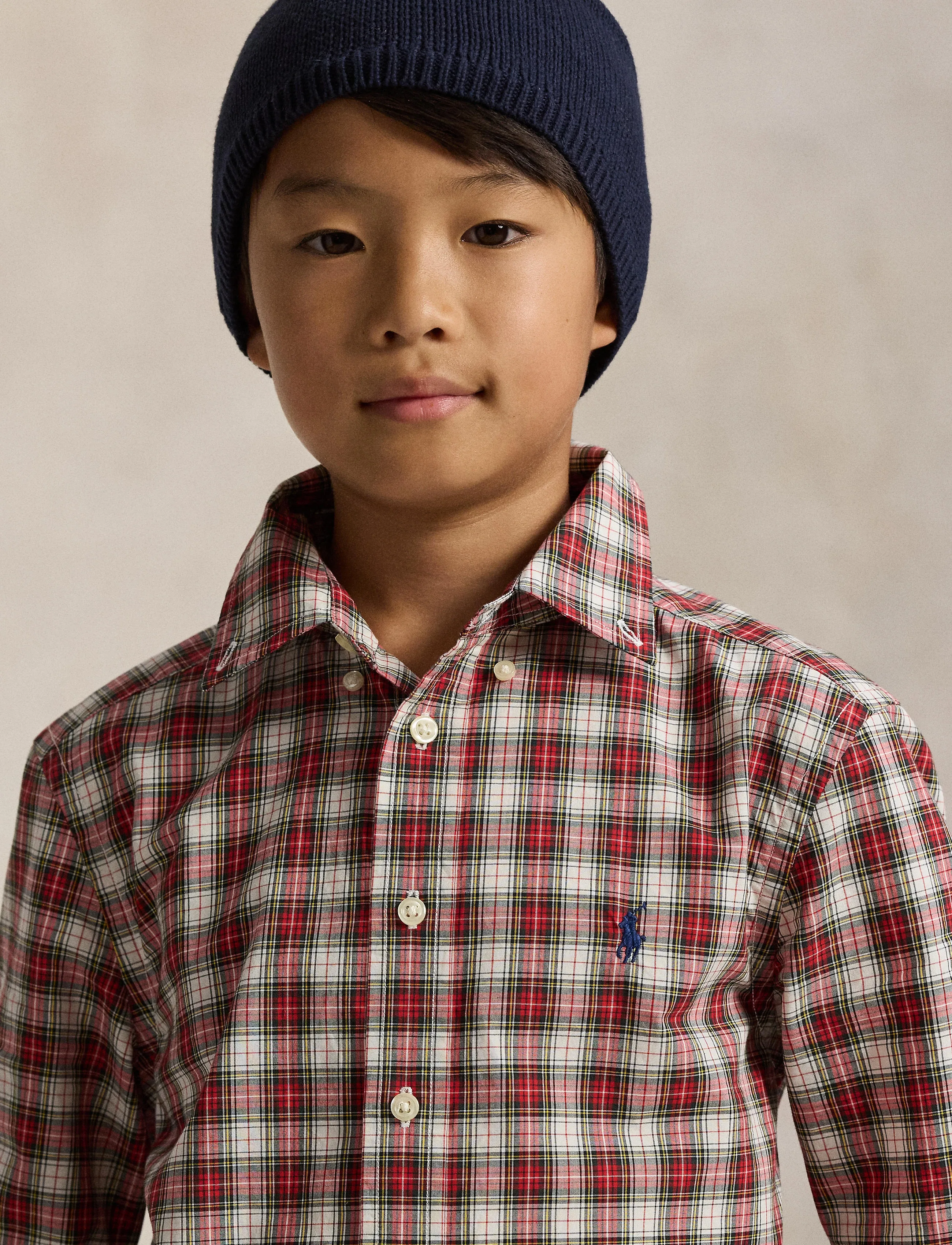 Ralph Lauren Kids - Plaid Cotton Poplin Shirt - #187 cream red mu - 2