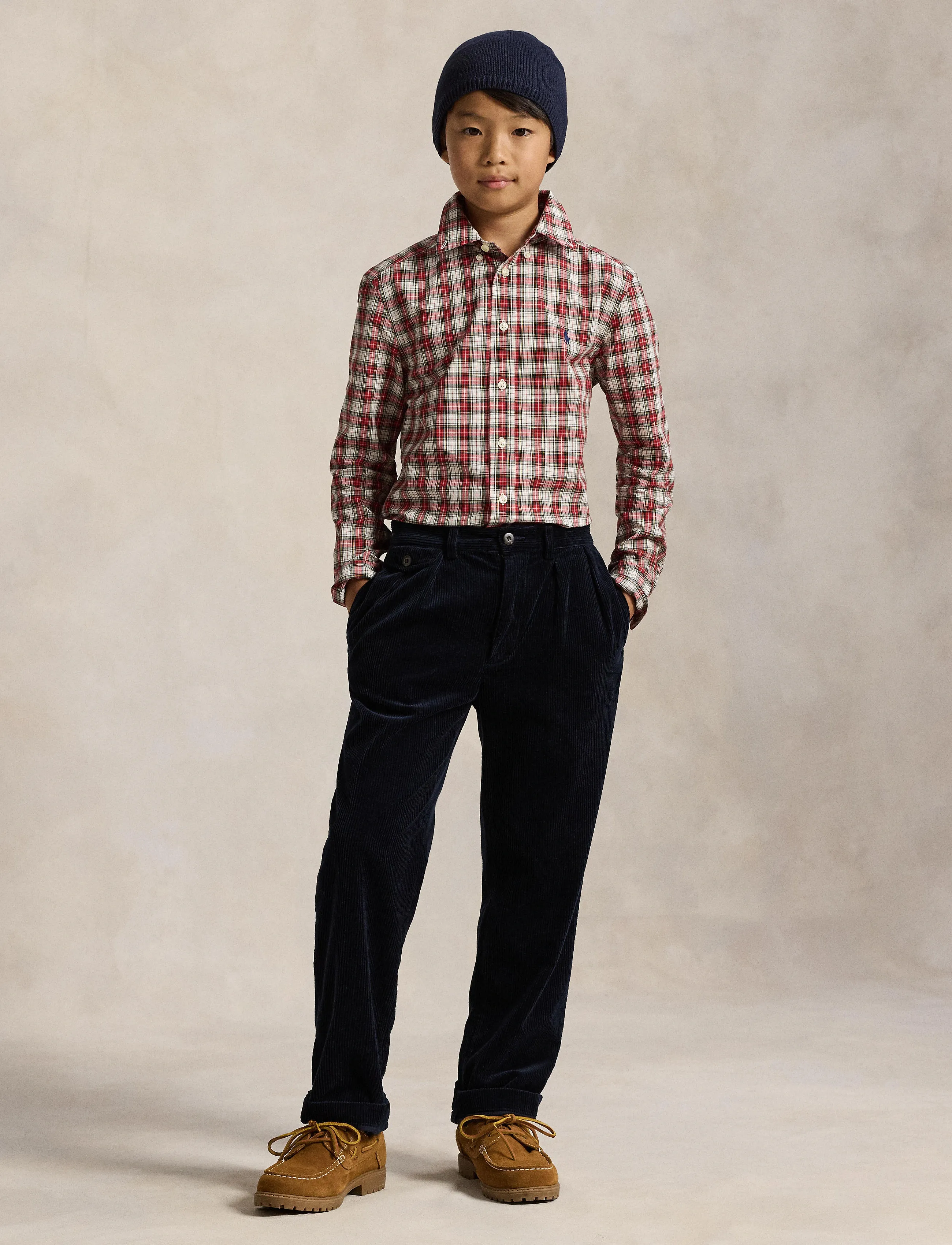 Ralph Lauren Kids - Plaid Cotton Poplin Shirt - #187 cream red mu - 4