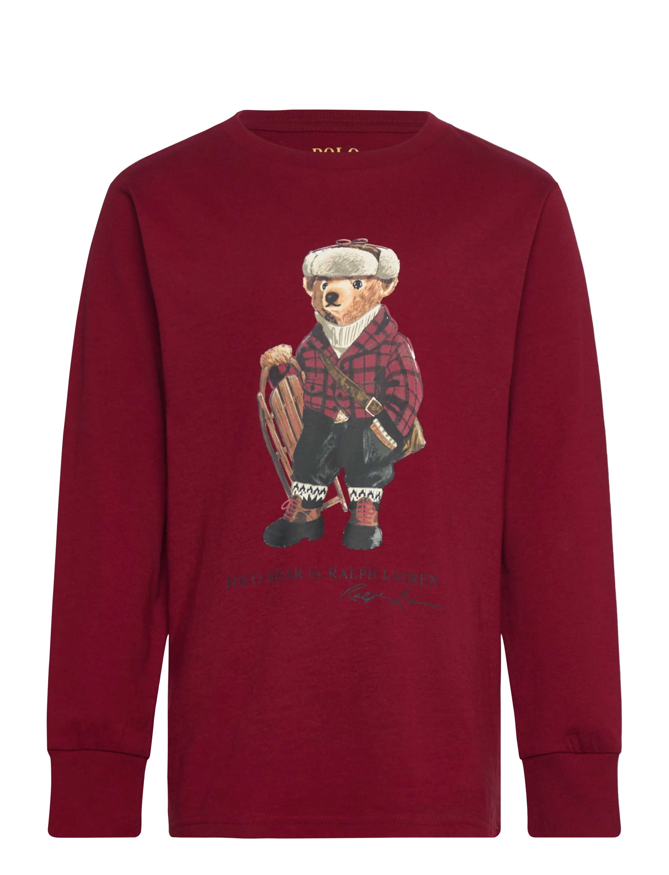 Ralph Lauren Kids Polo Bear Cotton Long-Sleeve Tee - Polo Ralph Lauren - HOL25 BEAR HOLIDA / burgundy
