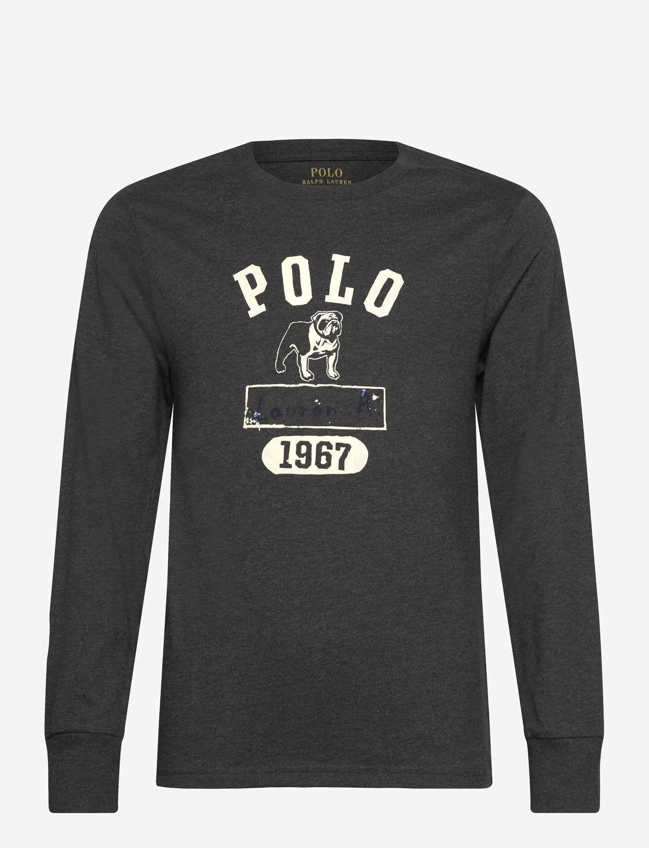 Ralph Lauren Kids - Cotton Jersey Graphic Long-Sleeve Tee - långärmade t-shirts - windsor heather - 0
