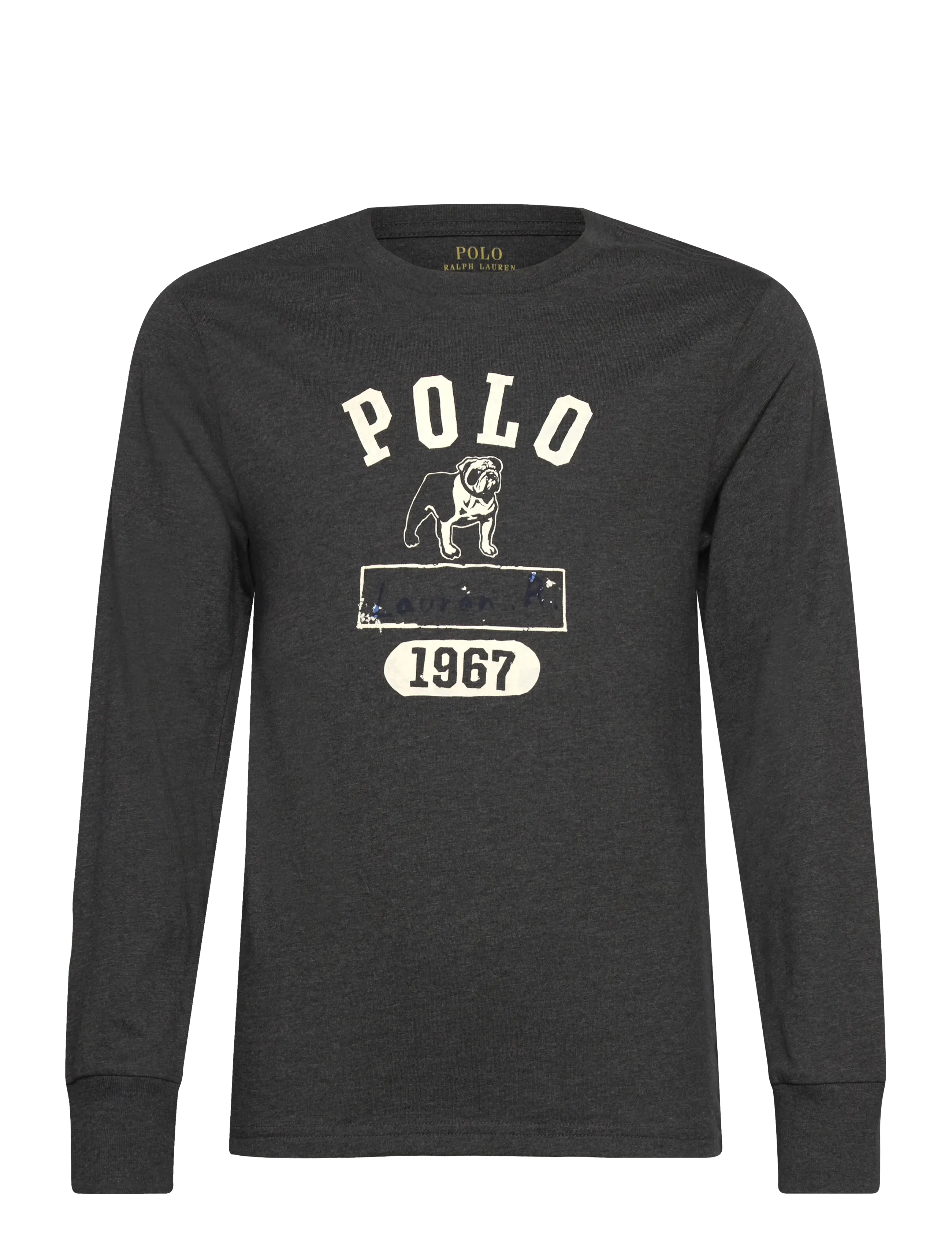 Ralph Lauren Kids Cotton Jersey Graphic Long-Sleeve Tee - App deal - WINDSOR HEATHER / grey