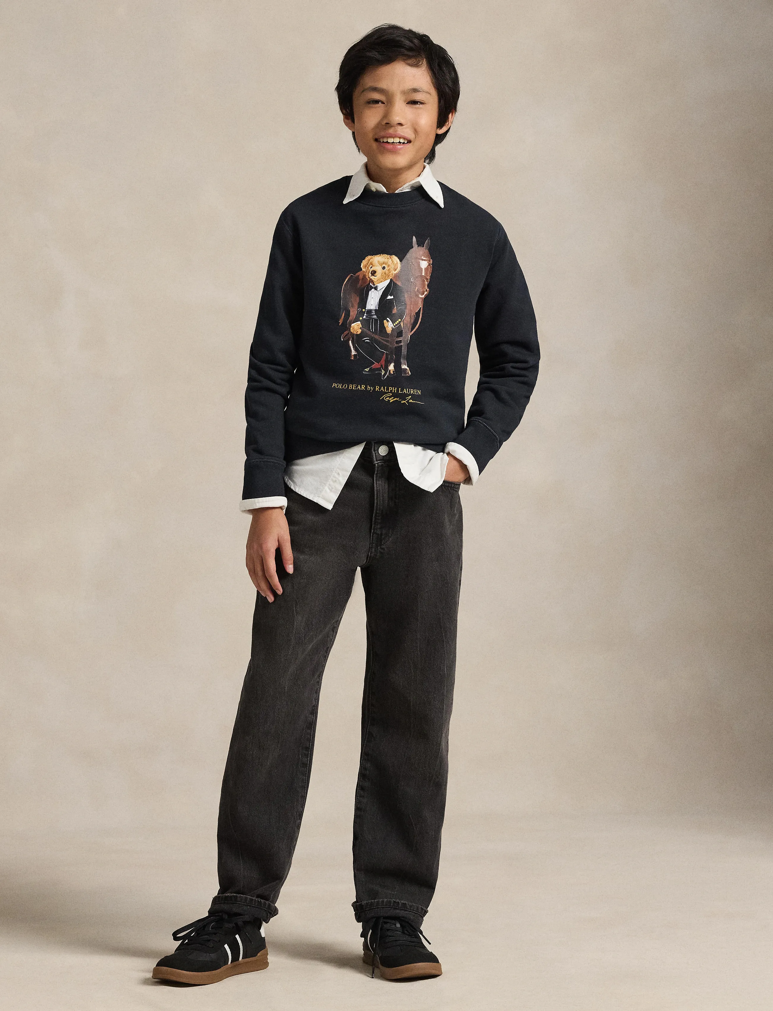 Ralph Lauren Kids Lunar New Year Polo Bear Sweatshirt, Børn, Polo Bear Sweatshirt, Sort, Str: 132-137
