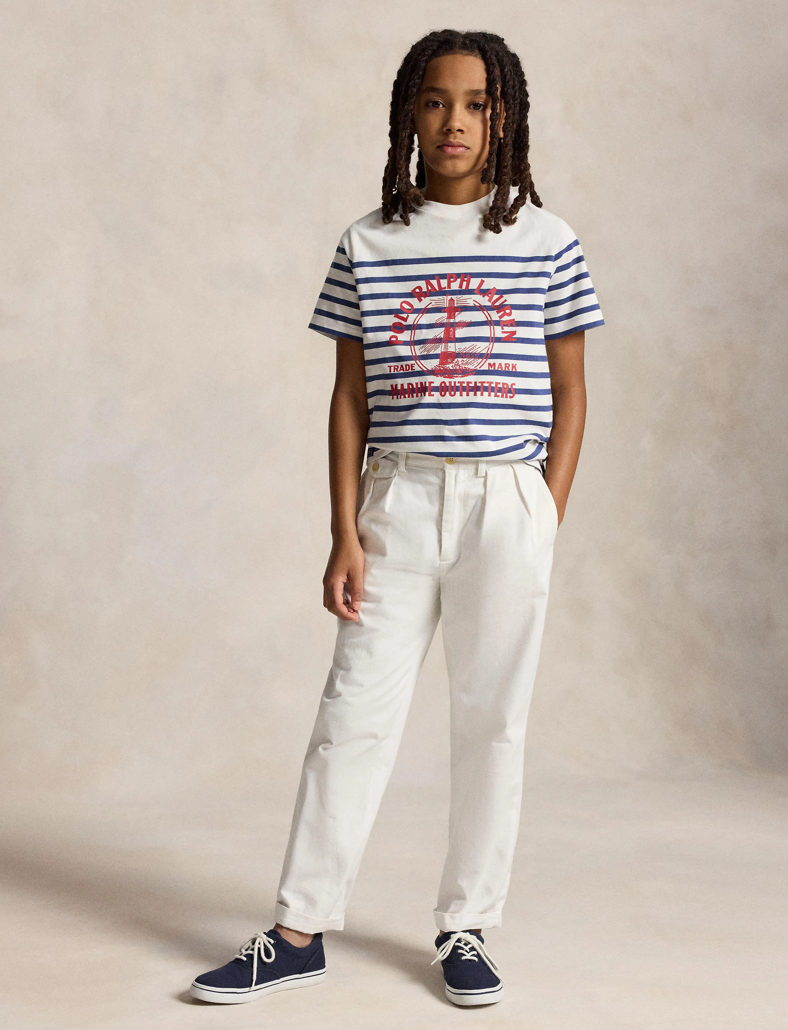 Ralph Lauren Kids Graphic Cotton Jersey Tee - Topit ja T-paidat - DECKWASH WHITE/LI / cream