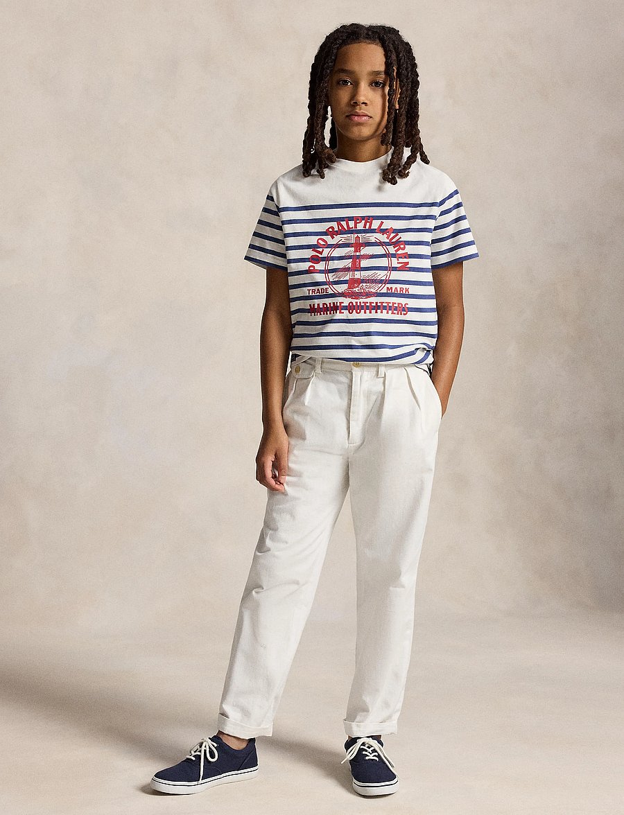 Ralph Lauren Kids - Graphic Cotton Jersey Tee - lyhythihaiset t-paidat - deckwash white/li - 0