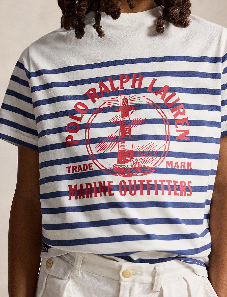 Ralph Lauren Kids - Graphic Cotton Jersey Tee - lyhythihaiset t-paidat - deckwash white/li - 4