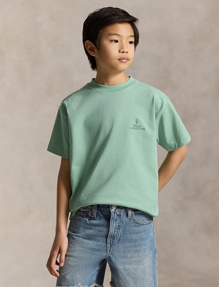 Ralph Lauren Kids - Big Fit Cotton Jersey Tee - short-sleeved t-shirts - celadon - 3