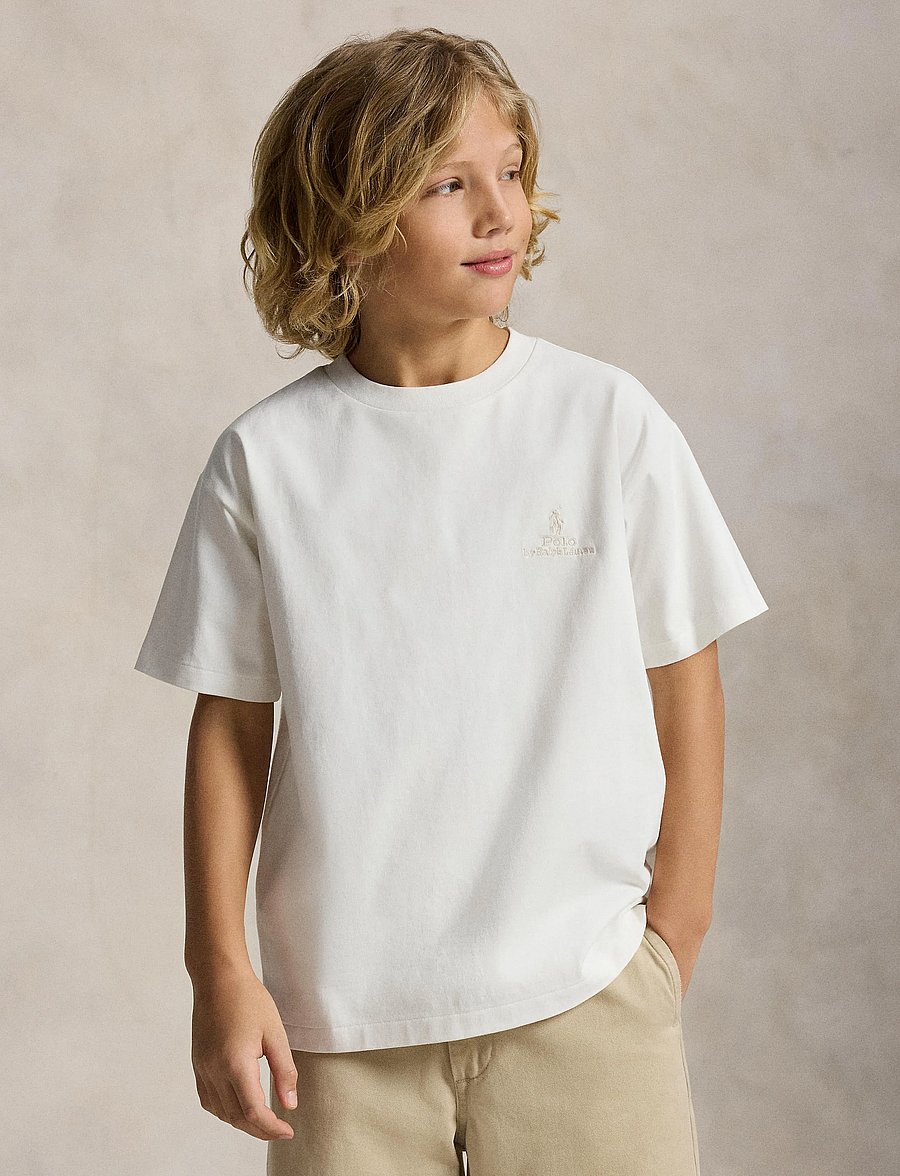Ralph Lauren Kids - Big Fit Cotton Jersey Tee - kurzärmelige - deckwash white - 3