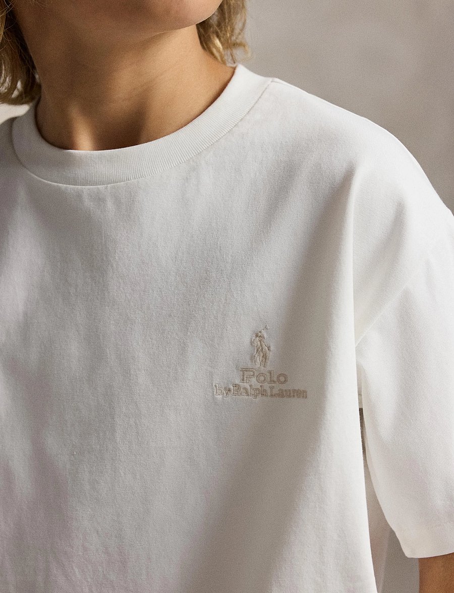 Ralph Lauren Kids - Big Fit Cotton Jersey Tee - kurzärmelige - deckwash white - 4