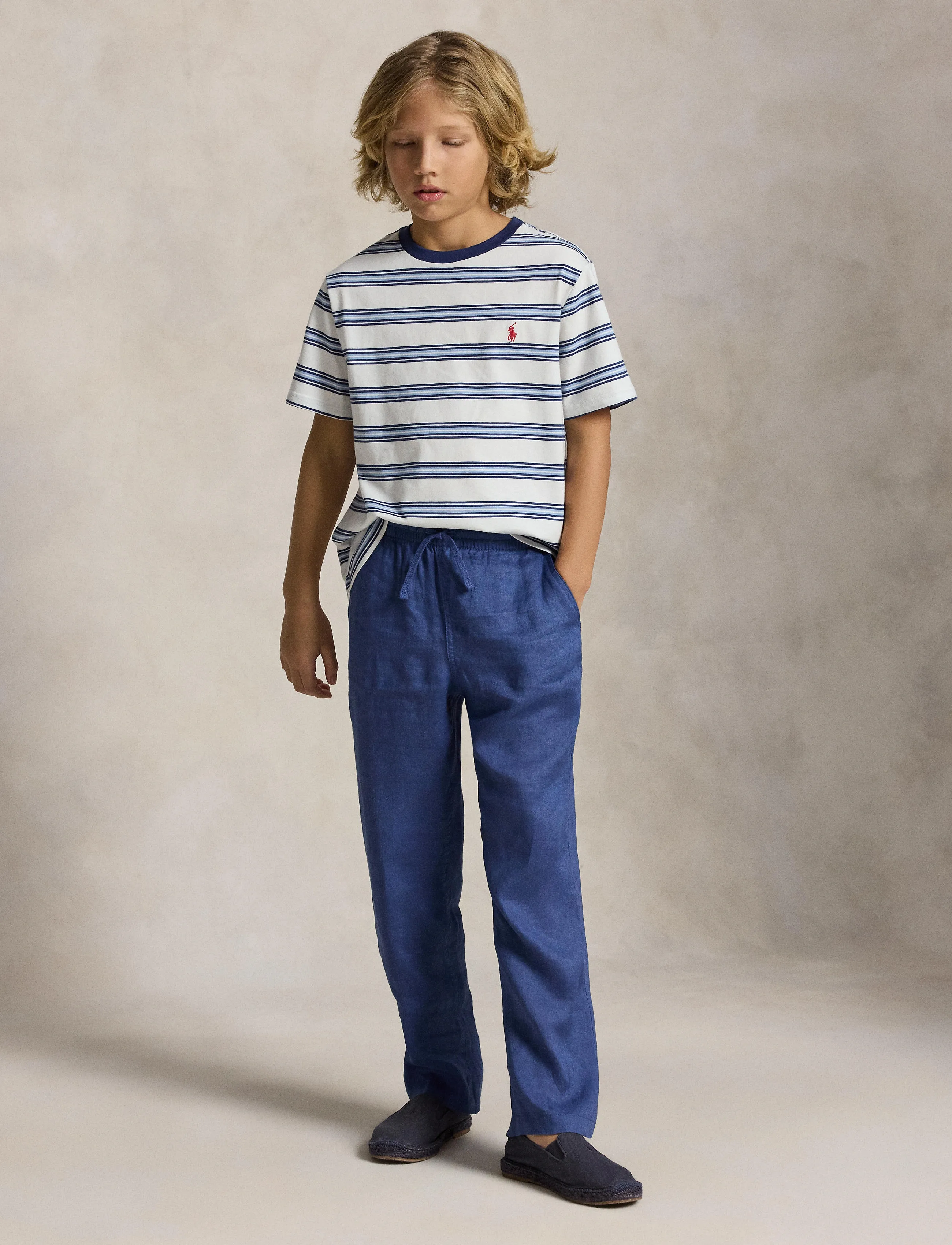 Ralph Lauren Kids Striped Cotton Jersey Tee - Kurzärmelige - DECKWASH WHITE MU / white
