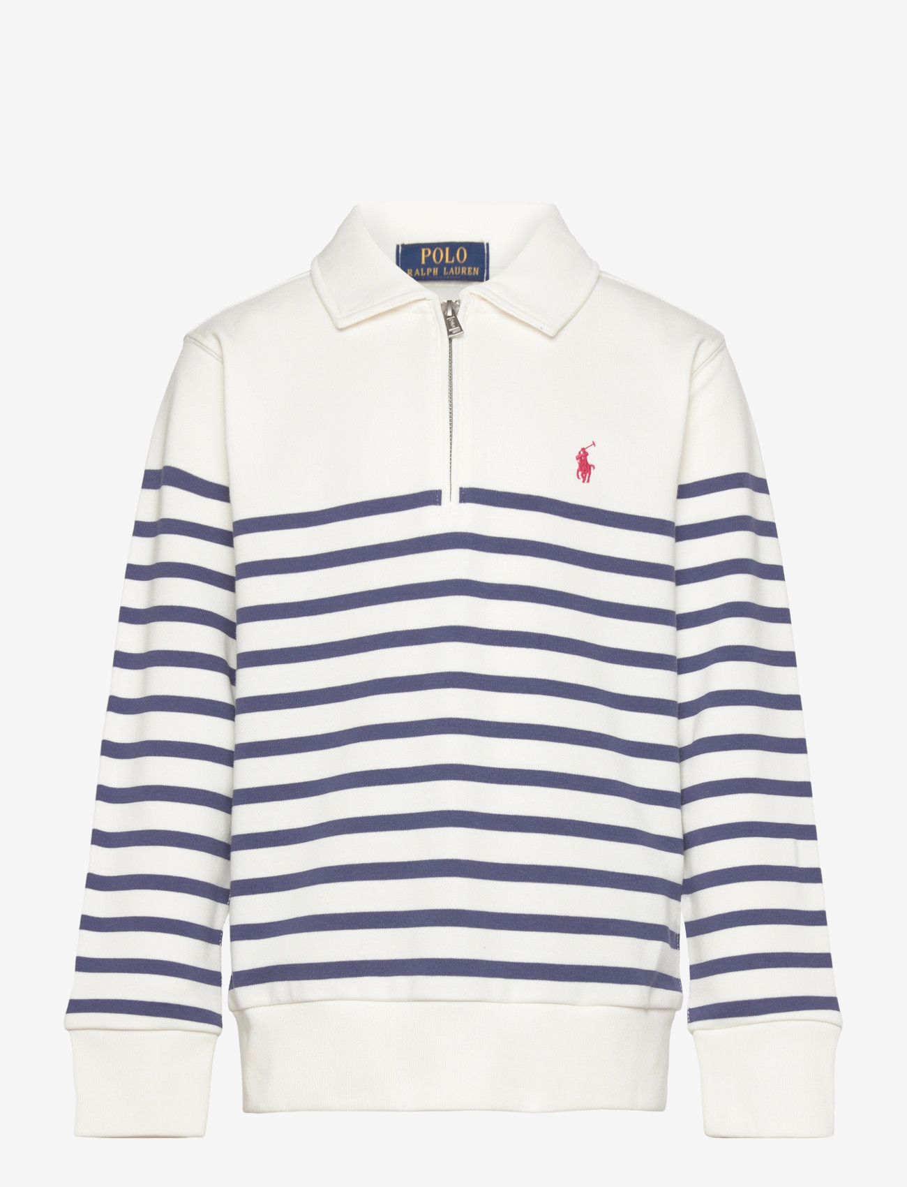 Ralph Lauren Kids - Striped French Terry Quarter-Zip Sweater - pikkade varrukatega polod - deckwash white/li - 0
