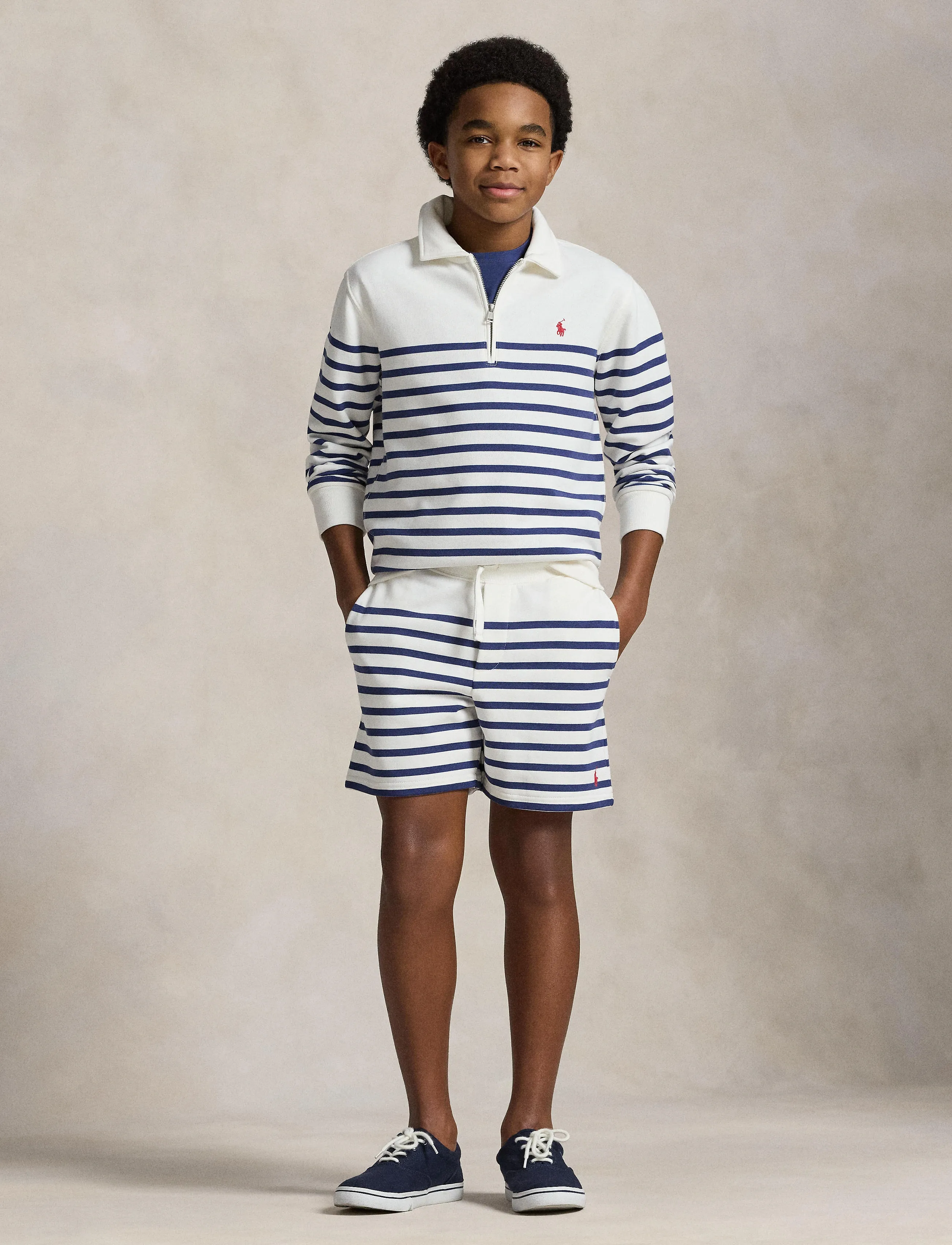 Ralph Lauren Kids - Striped French Terry Short - sweatshorts - deckwash white/li - 3