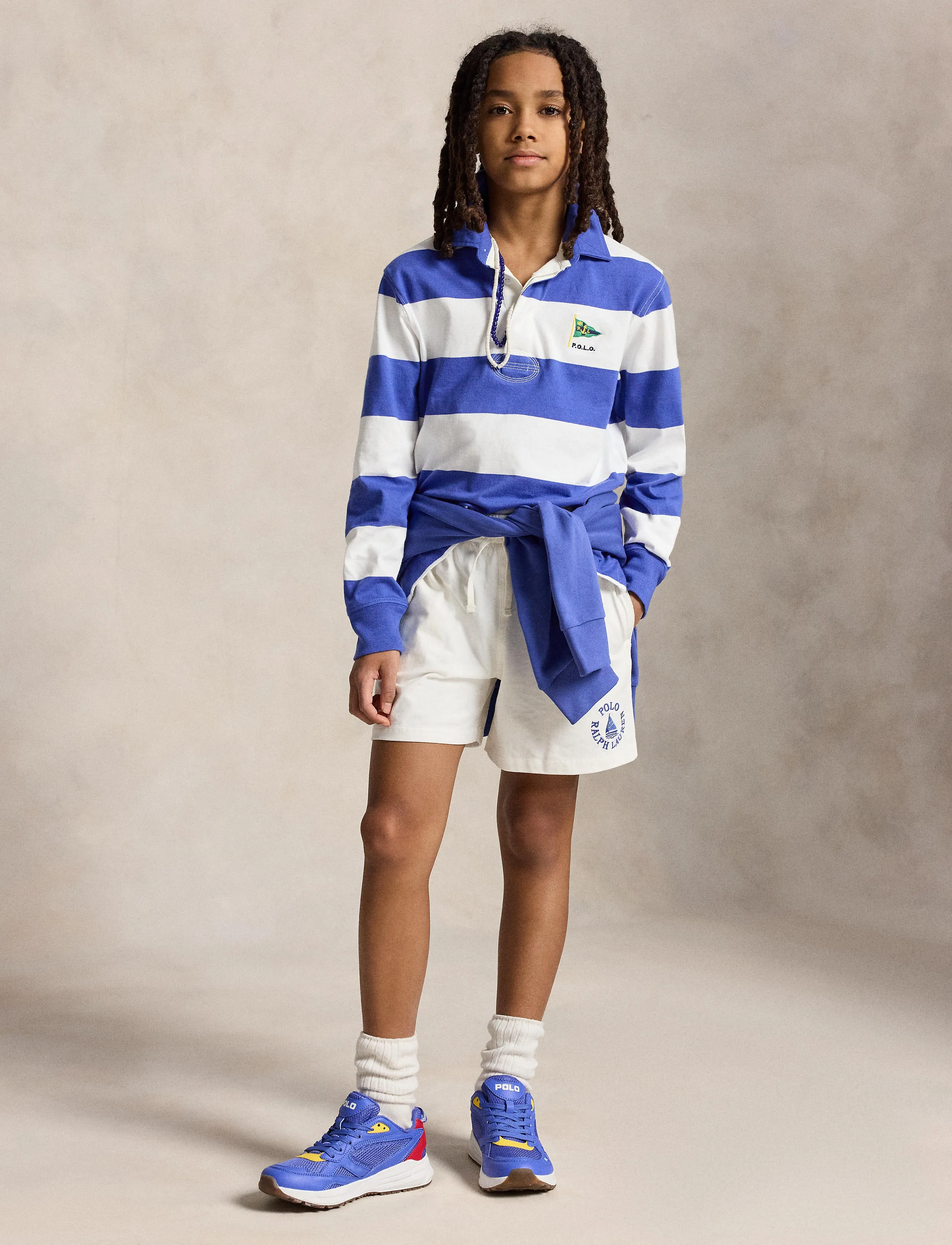 Ralph Lauren Kids The Iconic Rugby Shirt, 138-149, Blue, Polo Skjorter > Langærmede Polo Shirts, Børn