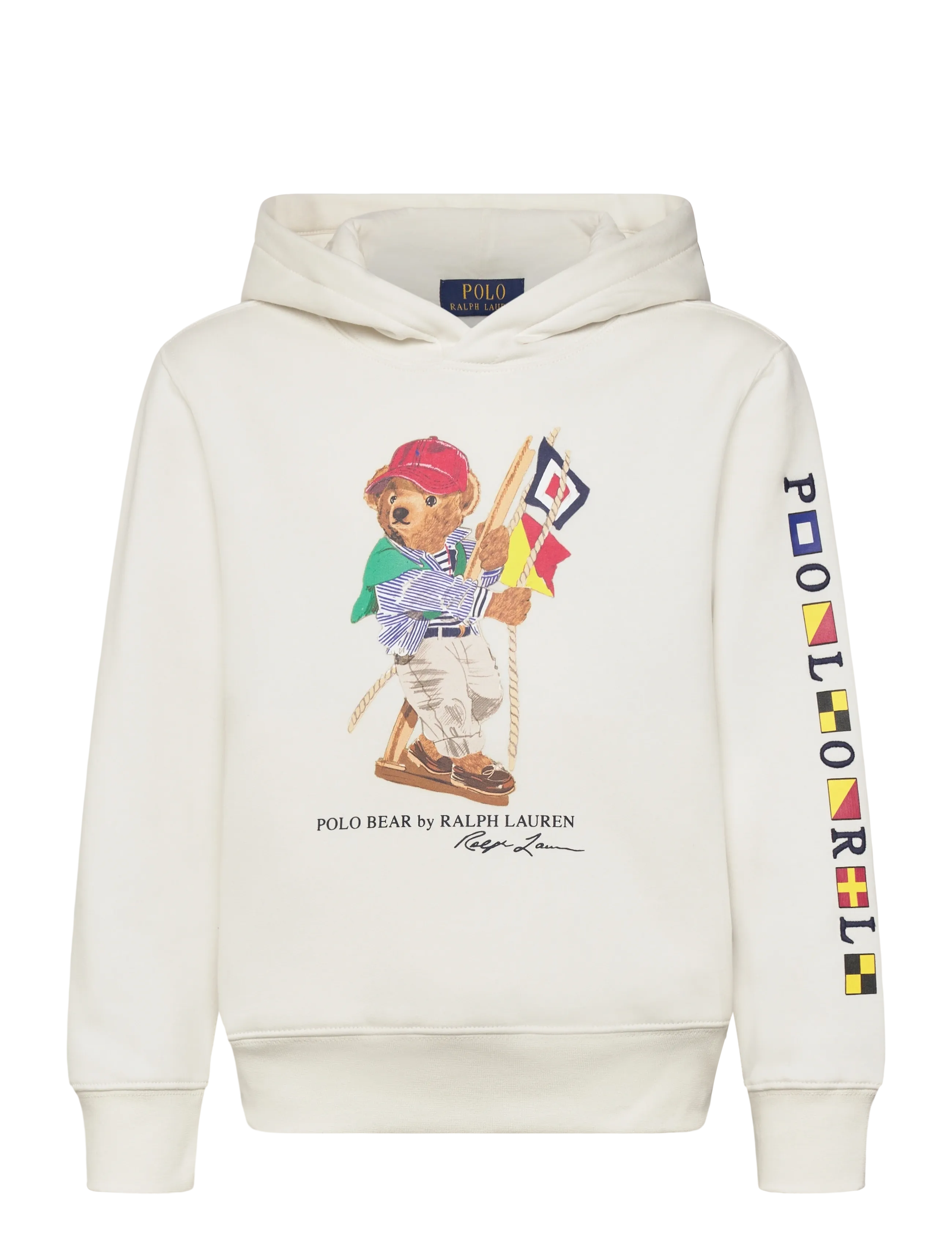 Ralph Lauren Kids Polo Bear Fleece Hoodie, Børn, Polo Bear Fleece Hættetrøje, Cream, Str: 150-161