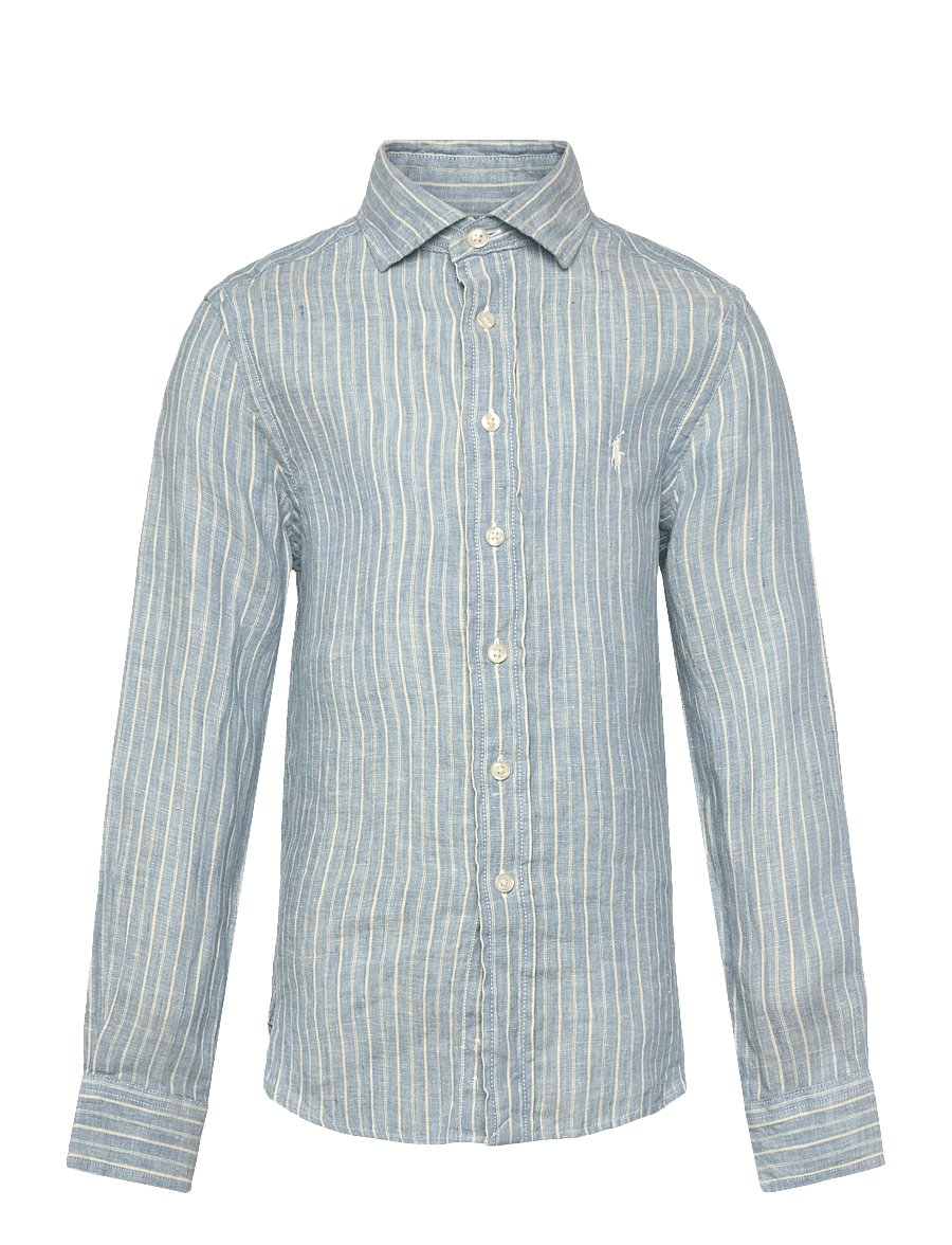 Ralph Lauren Kids - Striped Linen Shirt - pikkade varrukatega särgid - #b222a blue cream - 1