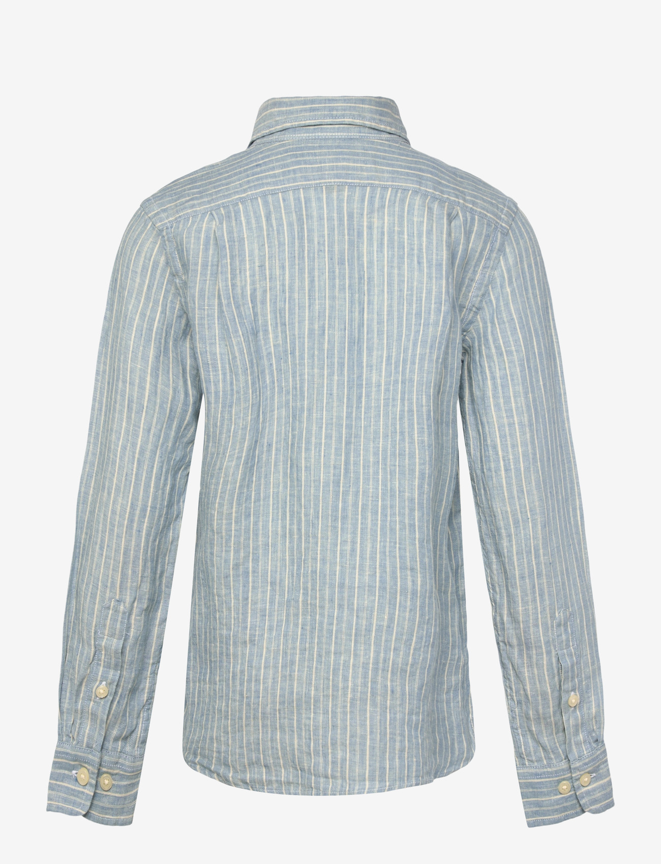 Ralph Lauren Kids - Striped Linen Shirt - långärmade skjortor - #b222a blue cream - 1