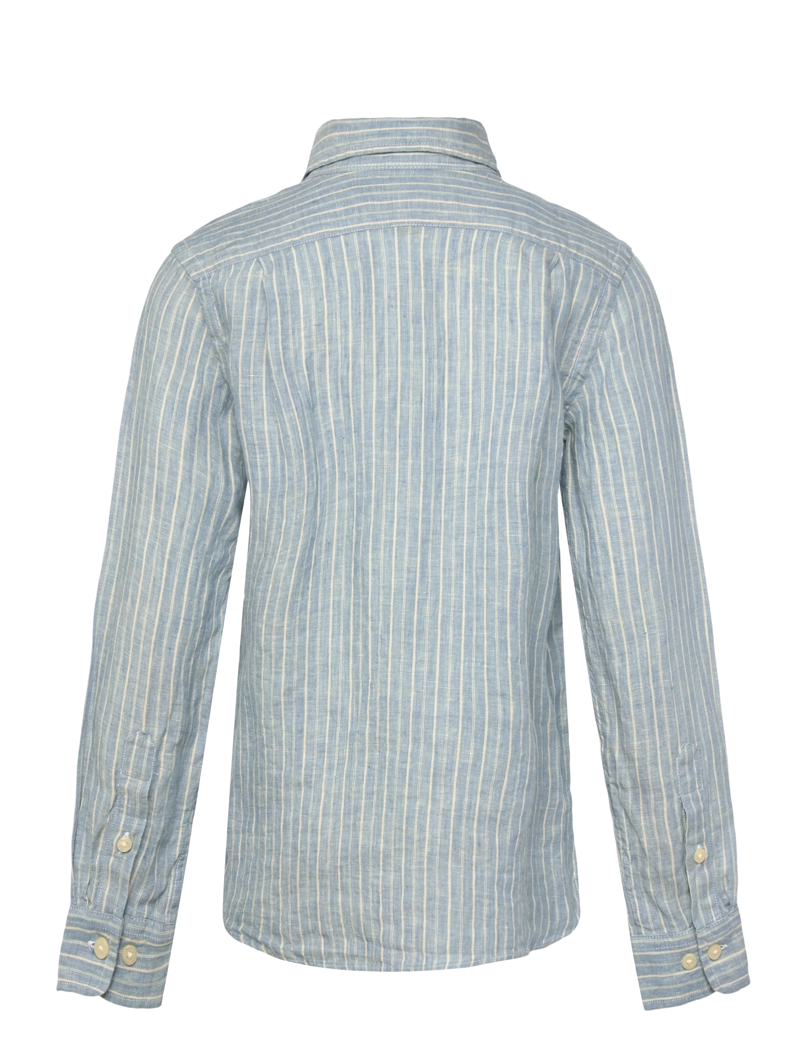 Ralph Lauren Kids - Striped Linen Shirt - langærmede skjorter - #b222a blue cream - 2