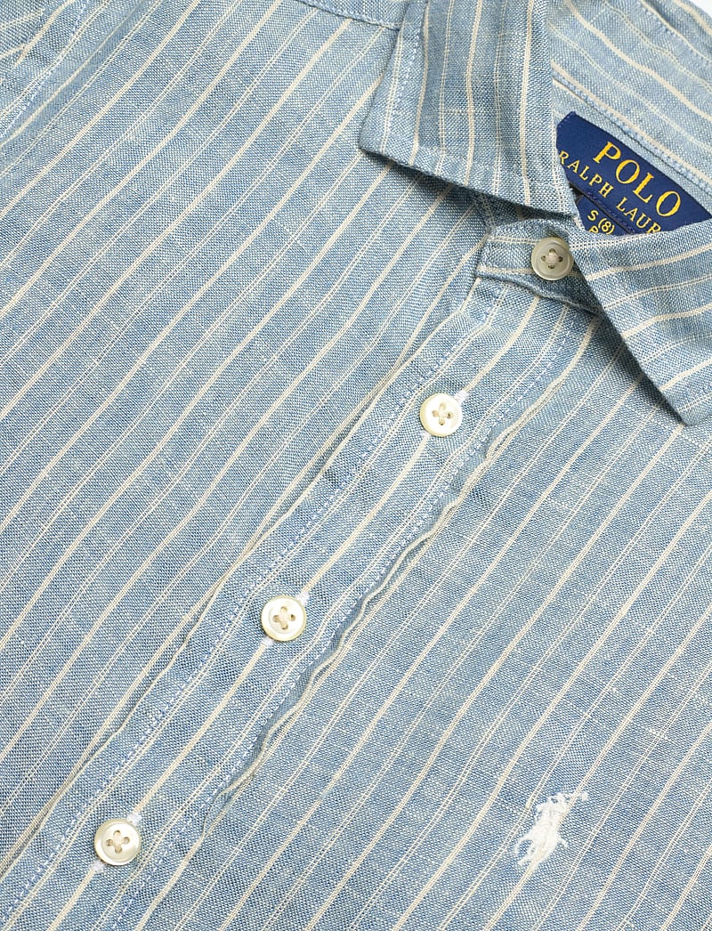Ralph Lauren Kids - Striped Linen Shirt - långärmade skjortor - #b222a blue cream - 2