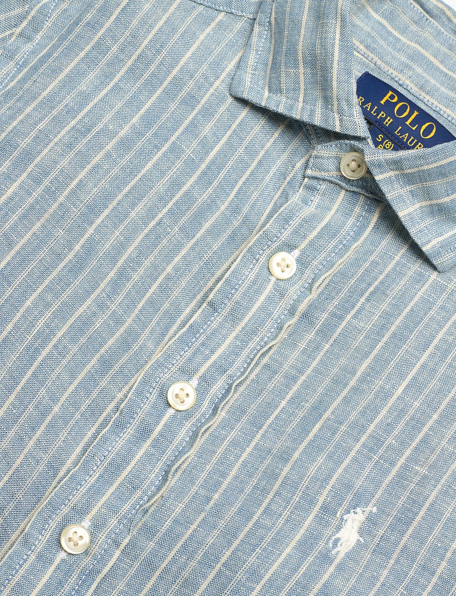 Ralph Lauren Kids - Striped Linen Shirt - pikkade varrukatega särgid - #b222a blue cream - 5
