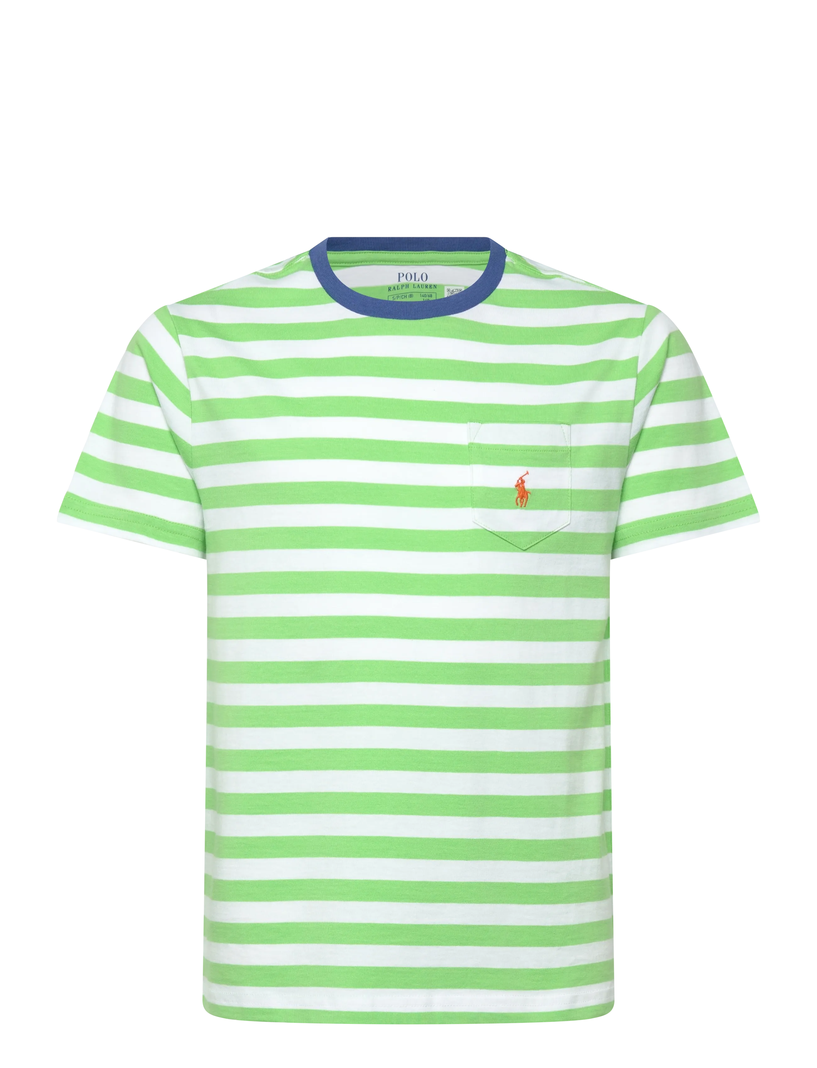 Ralph Lauren Kids Striped Cotton Jersey Pocket Tee - Overdele - COLLECTION LIME/W / green