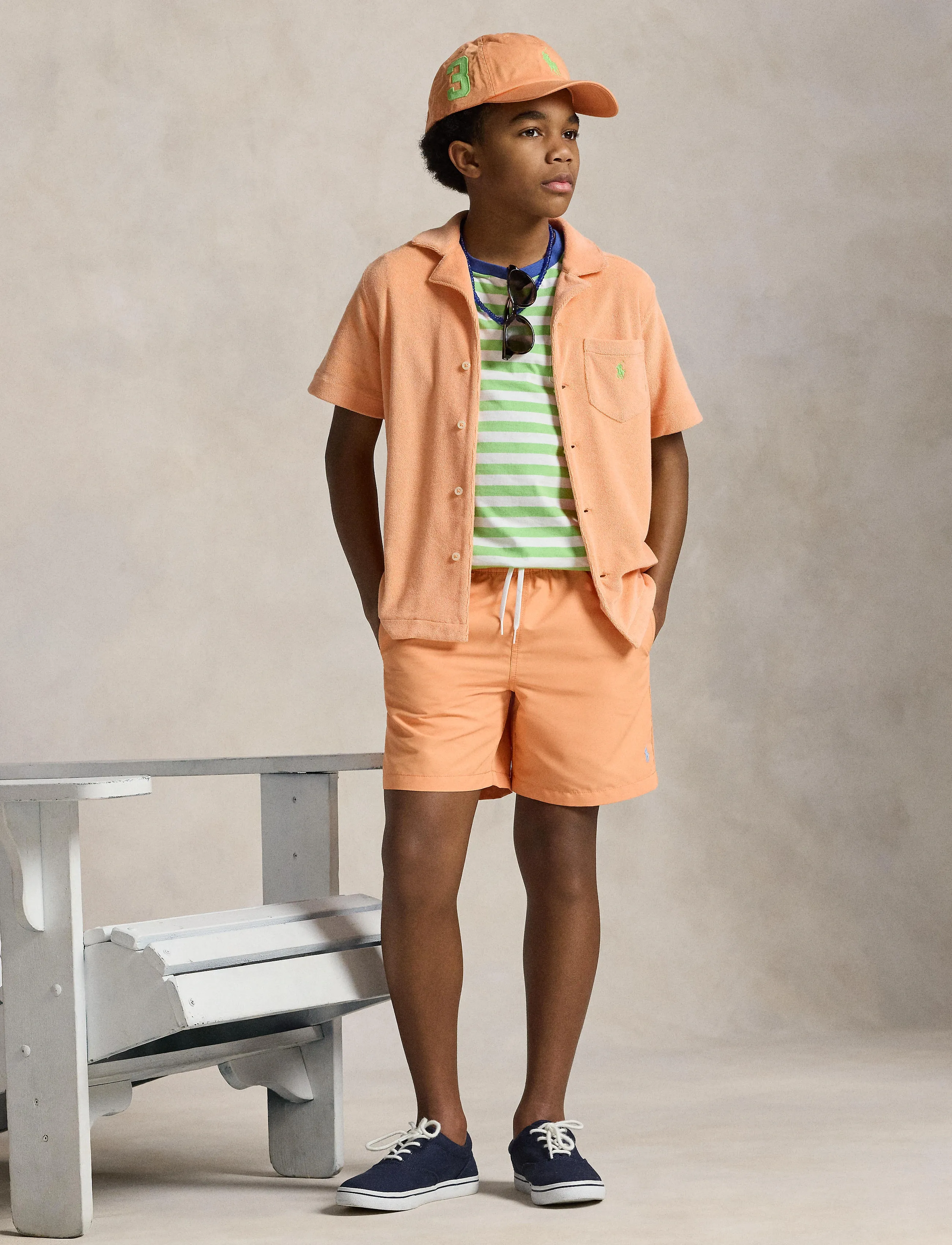 Ralph Lauren Kids Striped Cotton Jersey Pocket Tee - Topit ja T-paidat - COLLECTION LIME/W / green