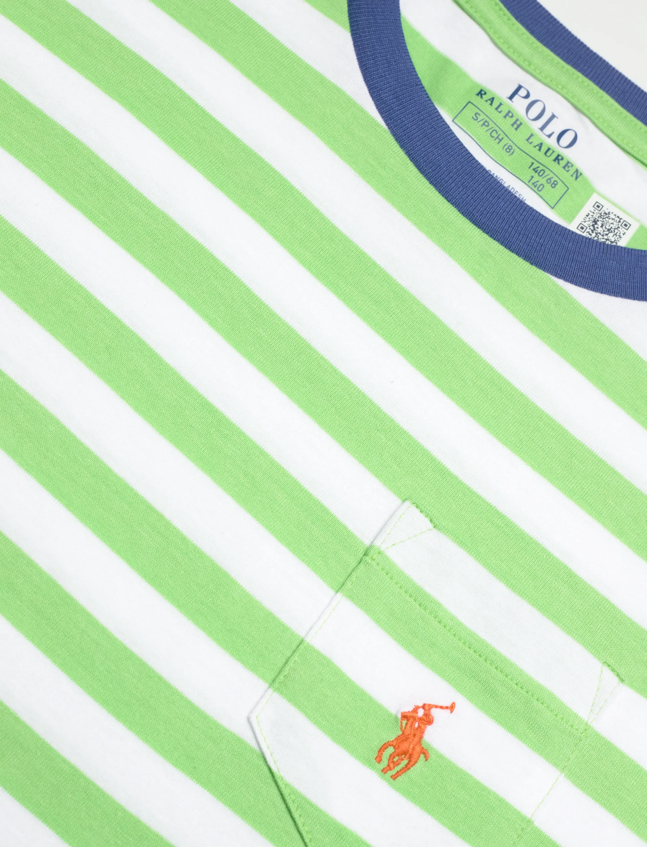 Ralph Lauren Kids - Striped Cotton Jersey Pocket Tee - kurzärmelige - collection lime/w - 5
