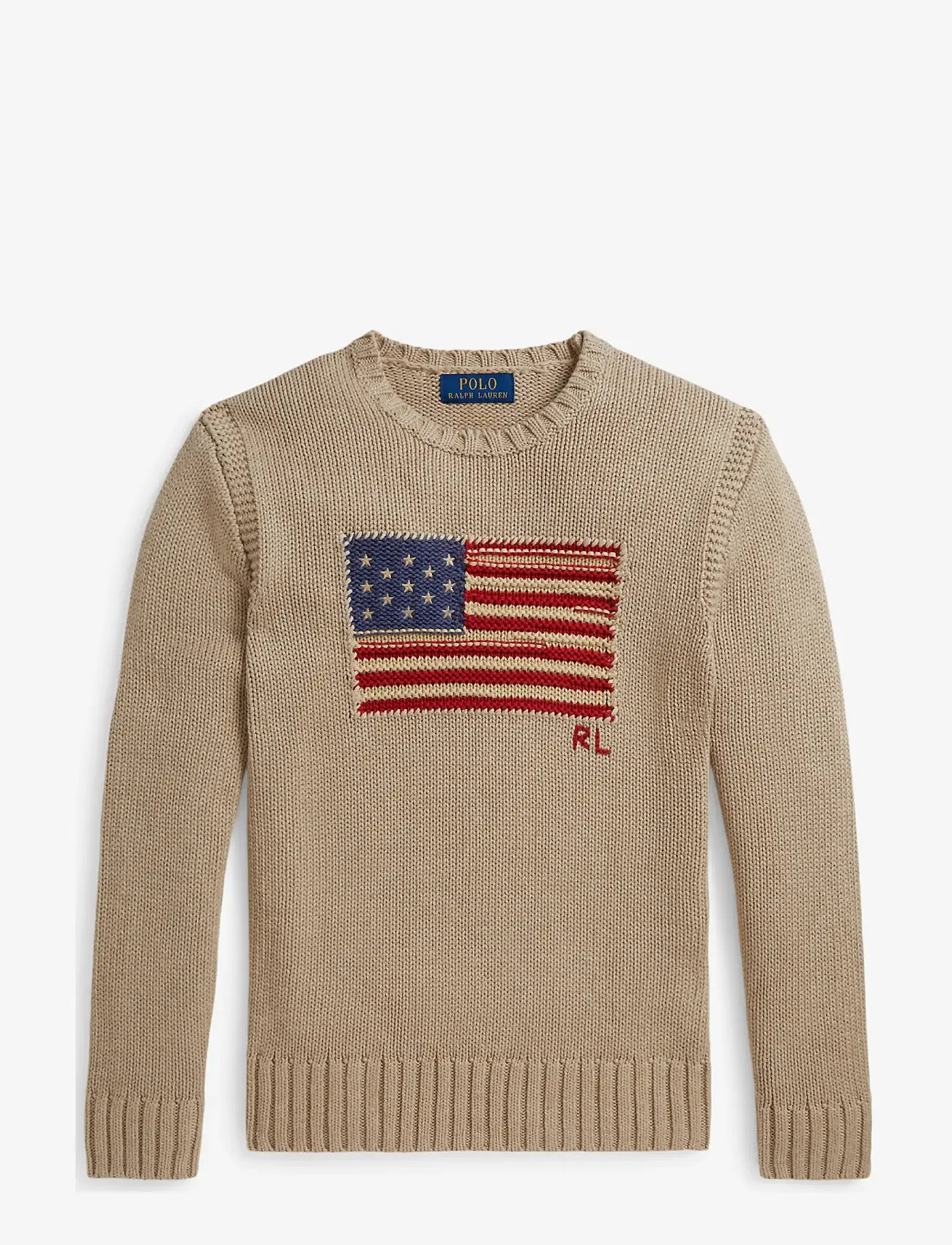 Ralph Lauren Kids - Contrast-Trim Iconic Flag Sweater - trøjer - oatmeal multi - 0
