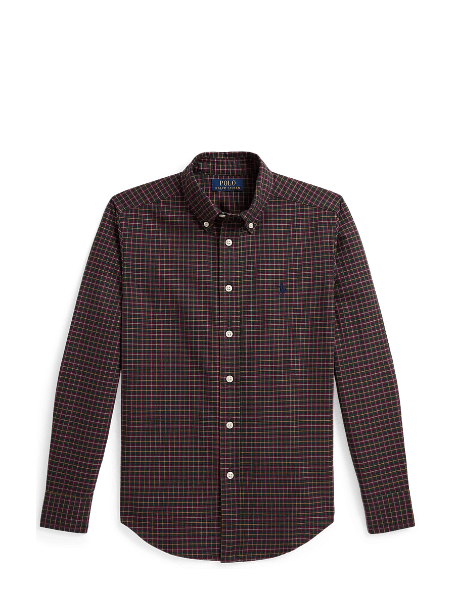 Ralph Lauren Kids - Plaid Cotton Oxford Shirt - langärmlige hemden - #b7331 green navy - 0