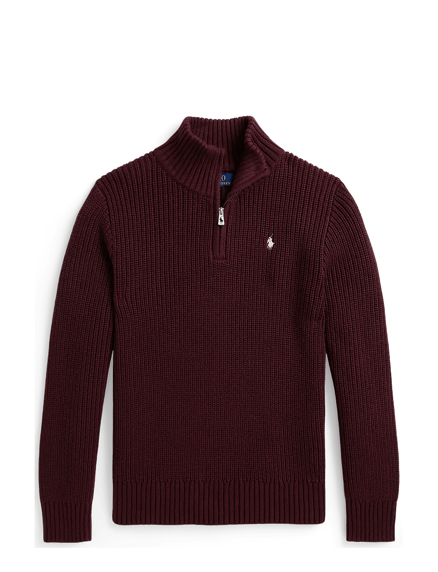 Ralph Lauren Kids - Cotton Quarter-Zip Sweater - pullover - rich ruby - 0