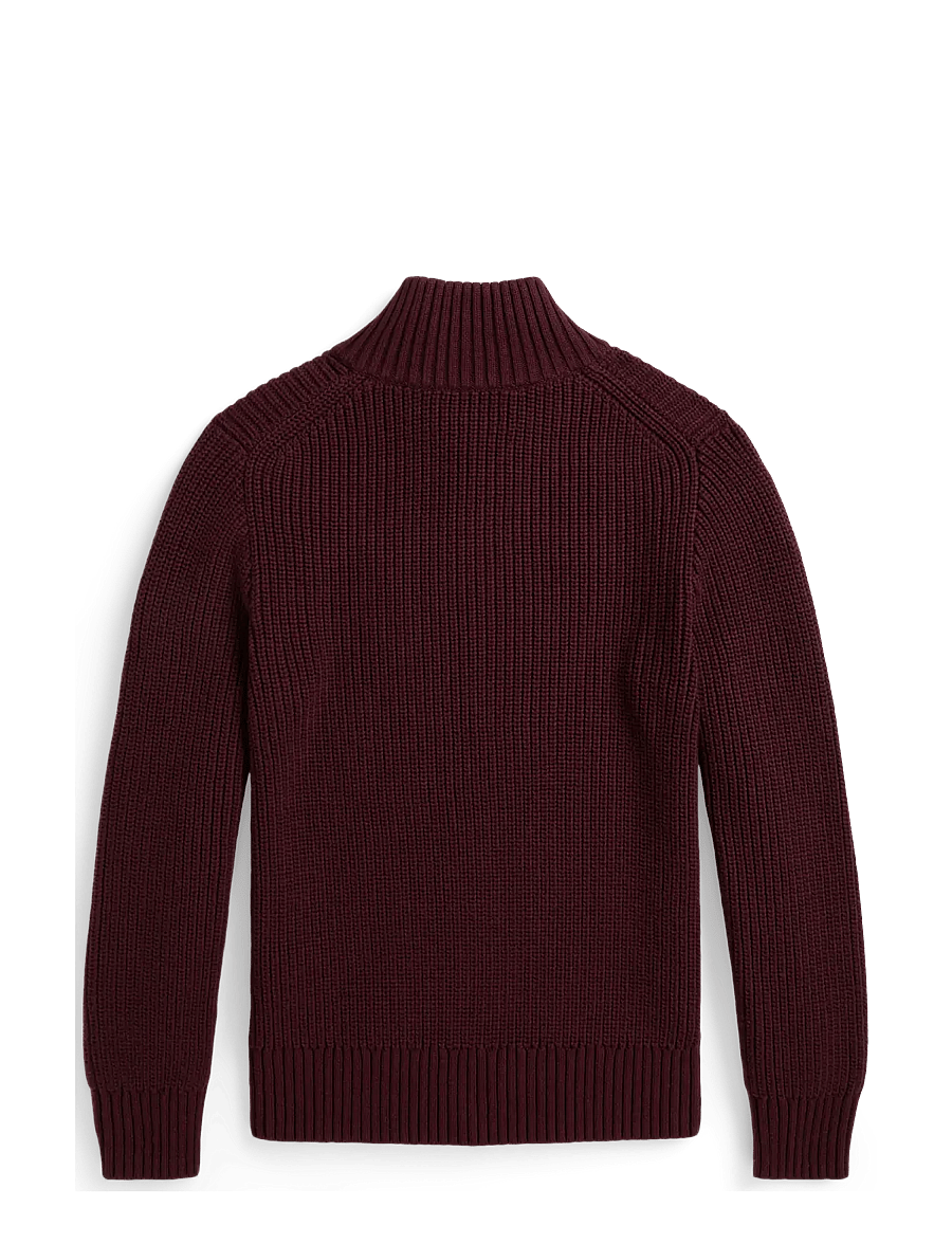Ralph Lauren Kids - Cotton Quarter-Zip Sweater - pullover - rich ruby - 1