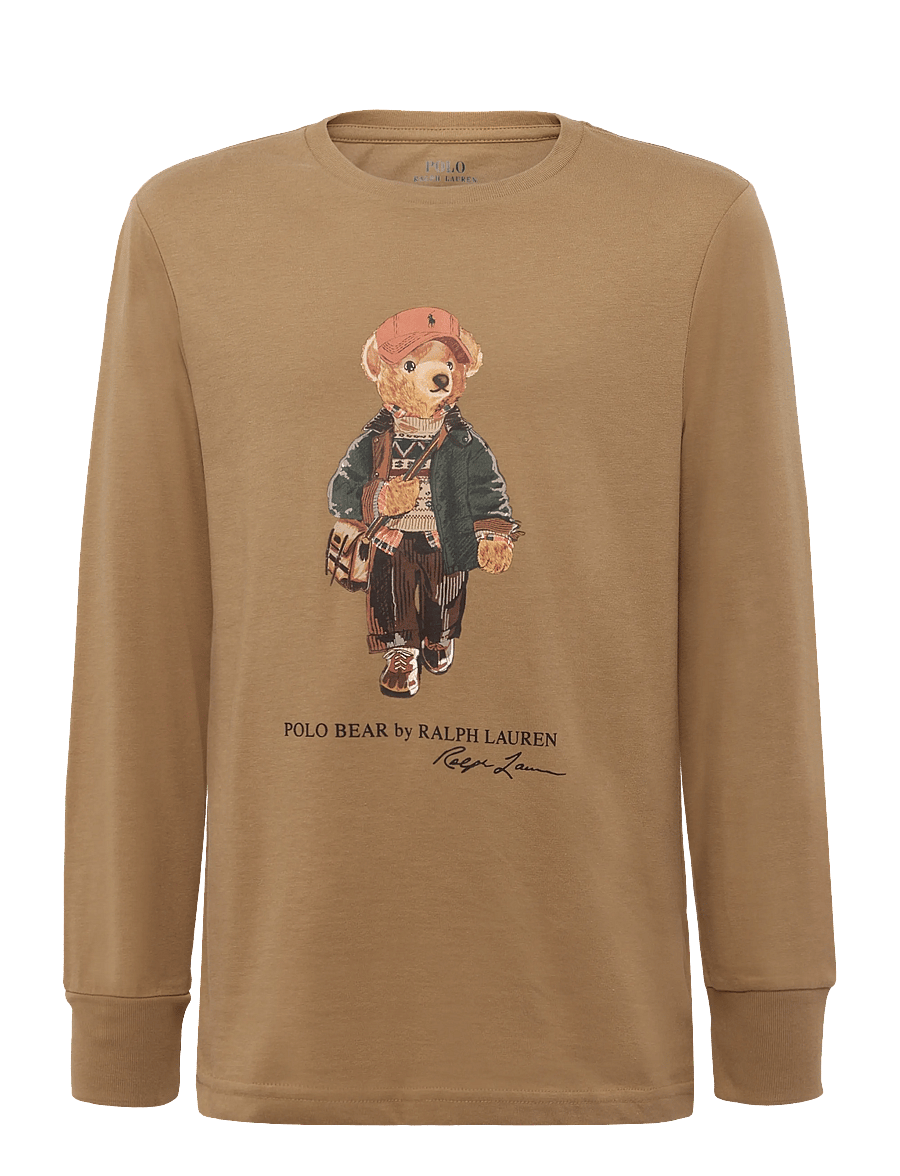 Ralph Lauren Kids - Polo Bear Cotton Jersey Tee - langärmelig - camel - 1