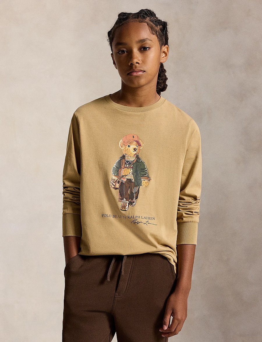 Ralph Lauren Kids - Polo Bear Cotton Jersey Tee - langärmelig - camel - 0