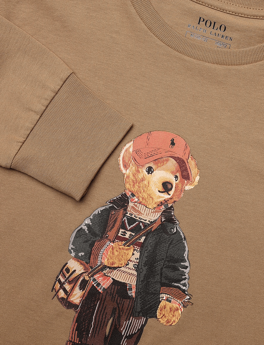 Ralph Lauren Kids - Polo Bear Cotton Jersey Tee - langärmelig - camel - 4