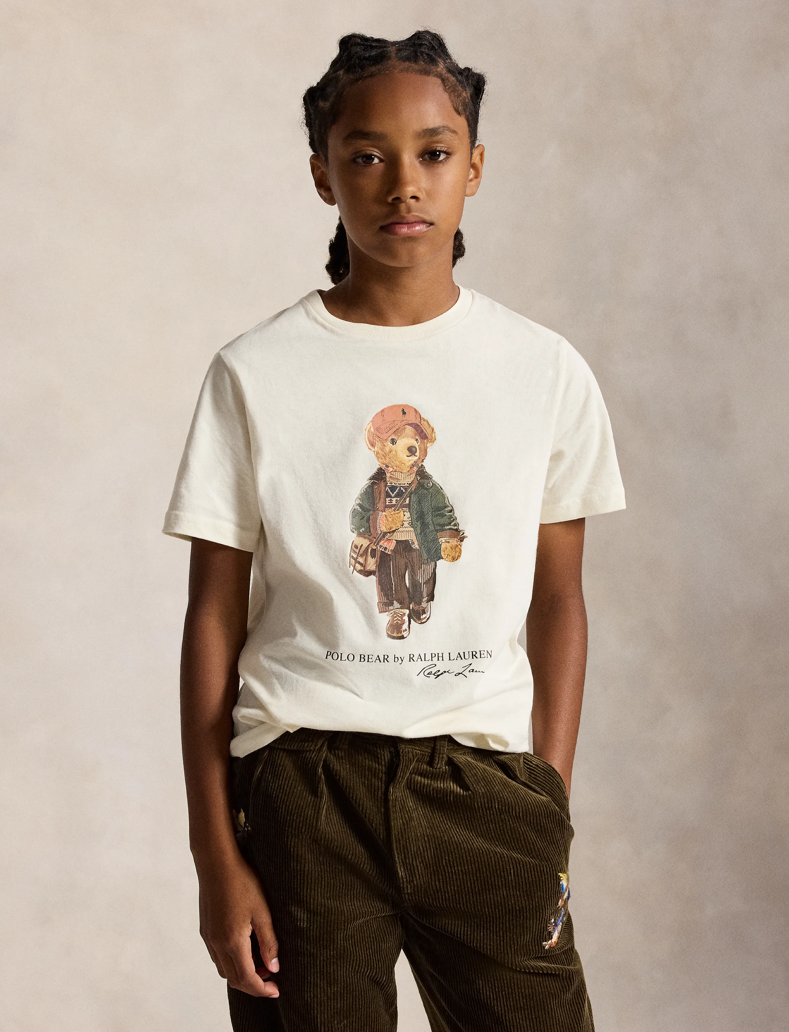 Ralph Lauren Kids Polo Bear Cotton Jersey Tee, 150-161, Cream, T-Shirts > Kortærmede, Børn