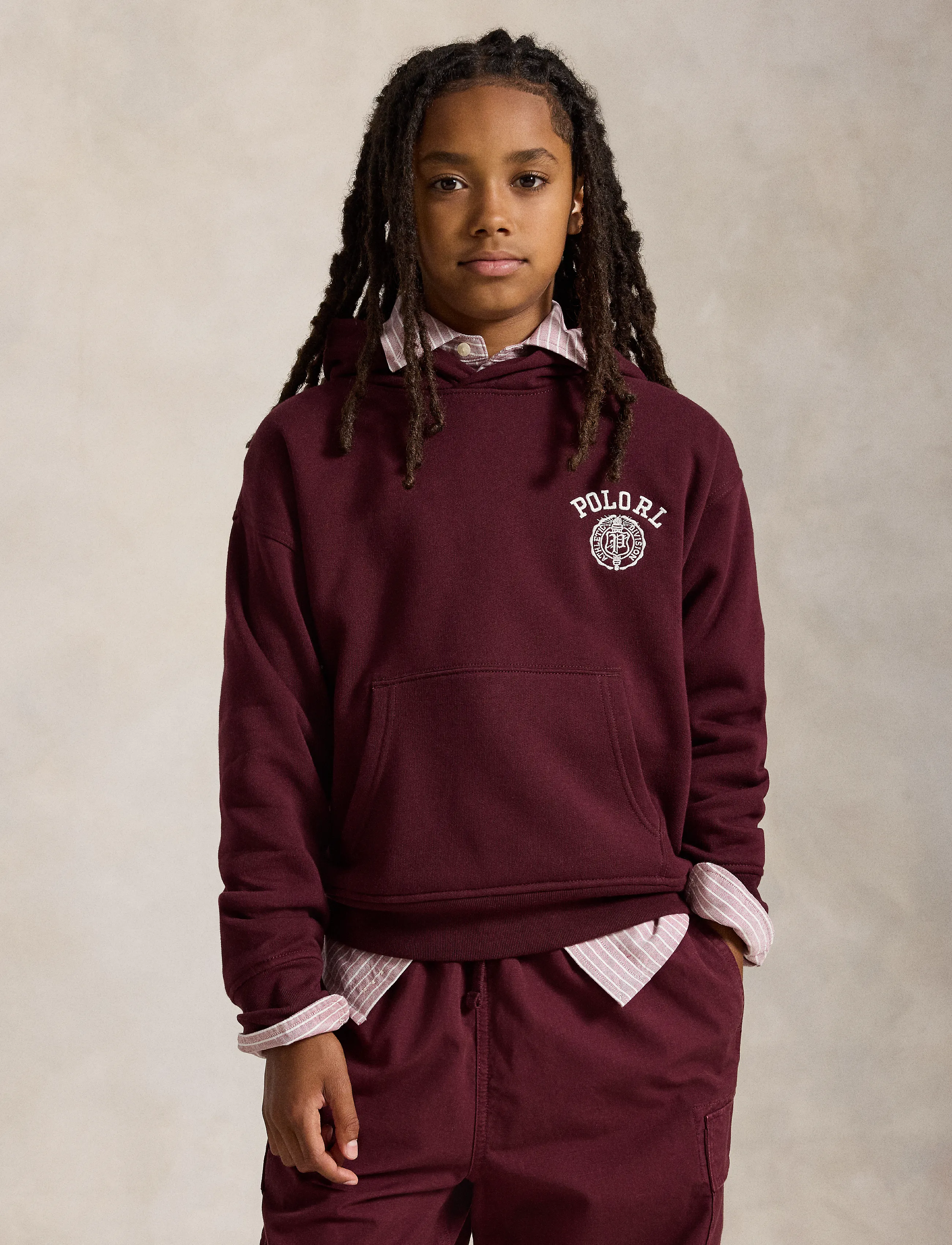 Ralph Lauren Kids Big Fit Logo Fleece Hoodie, L, Sweatshirts & Hoodies, Burgunderrot - Kinder