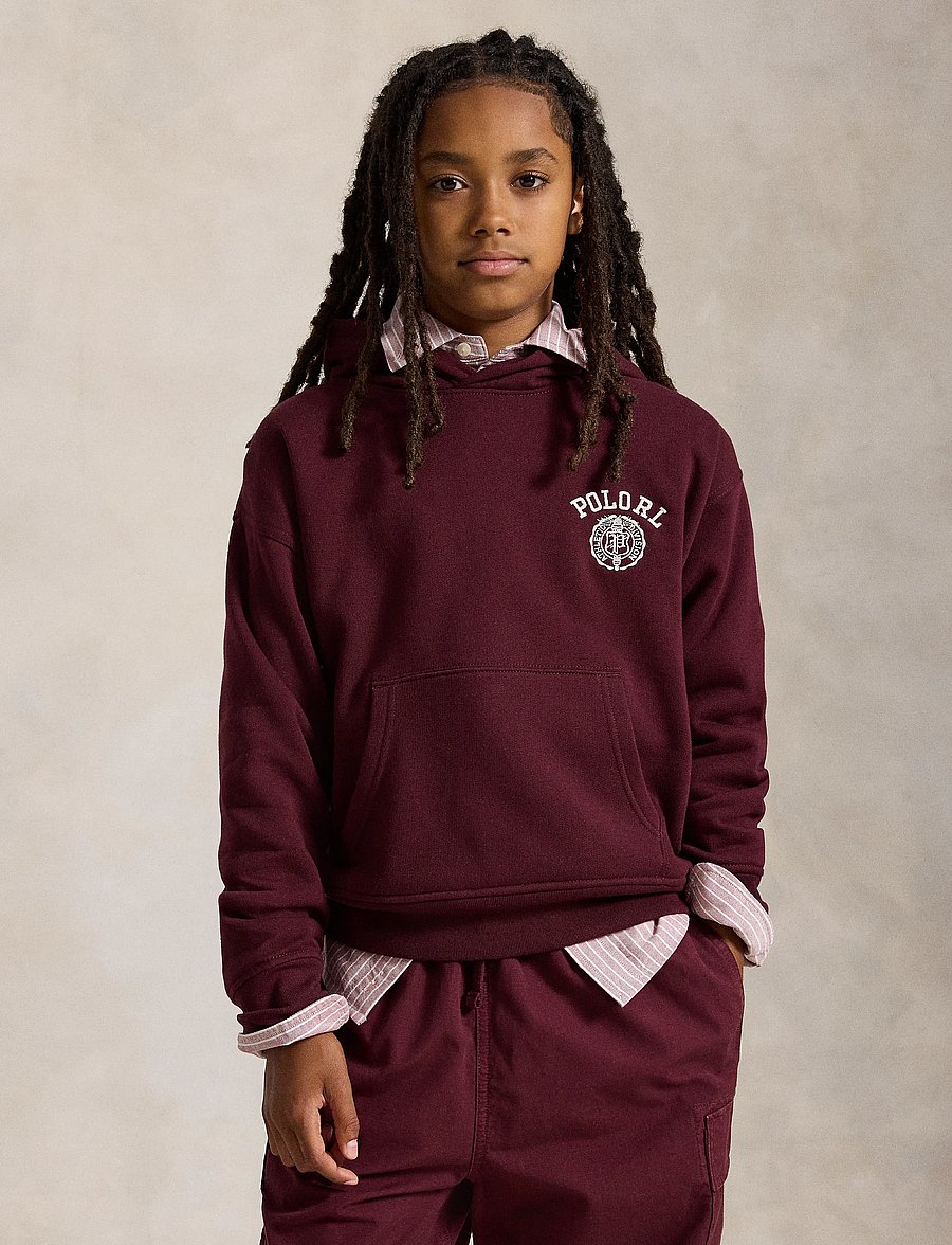 Ralph Lauren Kids - Big Fit Logo Fleece Hoodie - džemperiai su gobtuvu - rich ruby - 0