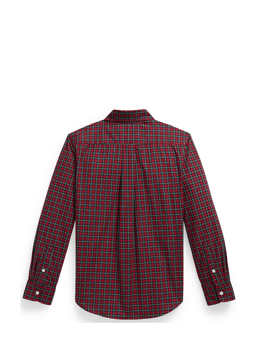 Ralph Lauren Kids - Plaid Cotton Poplin Shirt - langärmlige hemden - #b7457 red green - 1