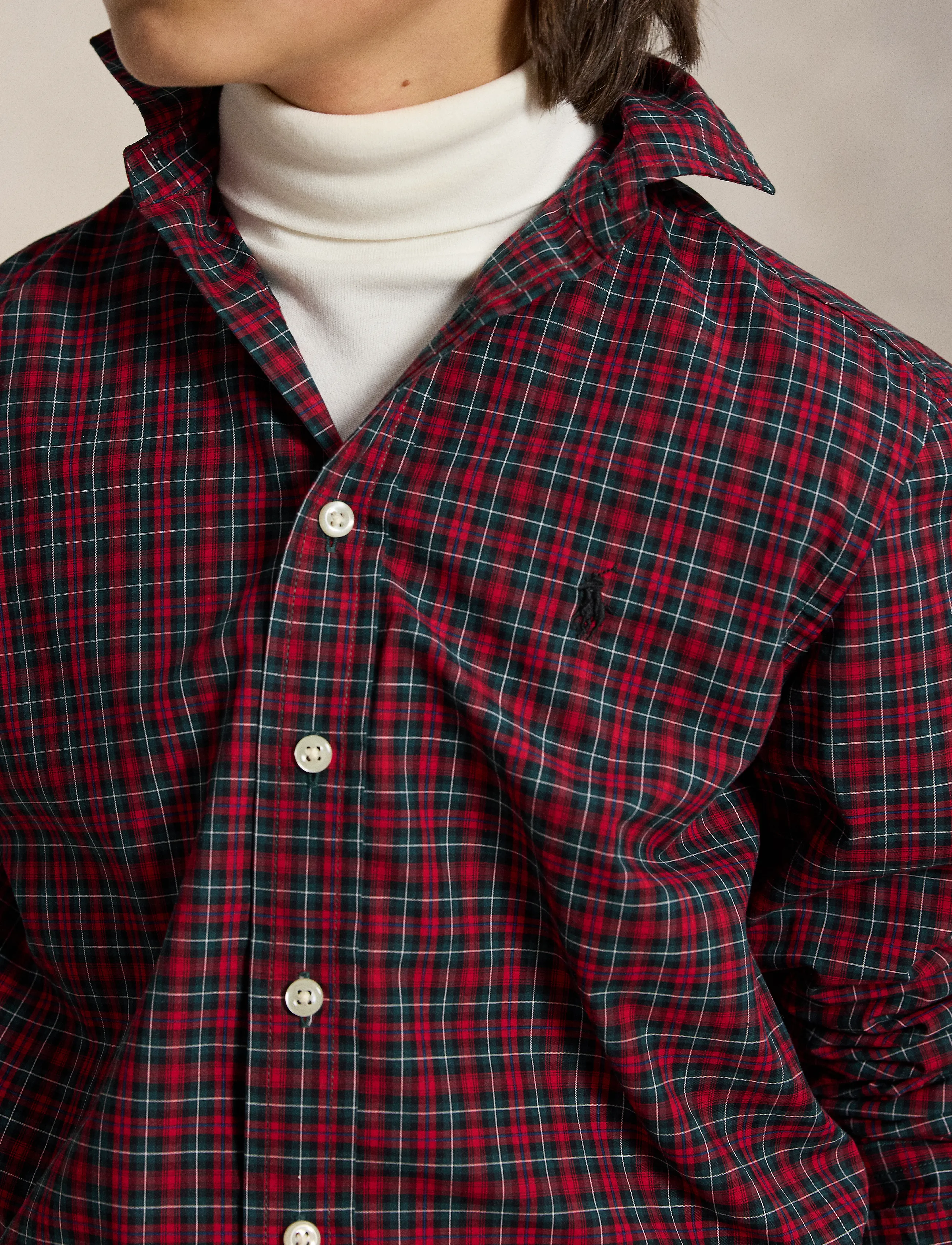 Ralph Lauren Kids - Plaid Cotton Poplin Shirt - pikkade varrukatega särgid - #b7457 red green - 3