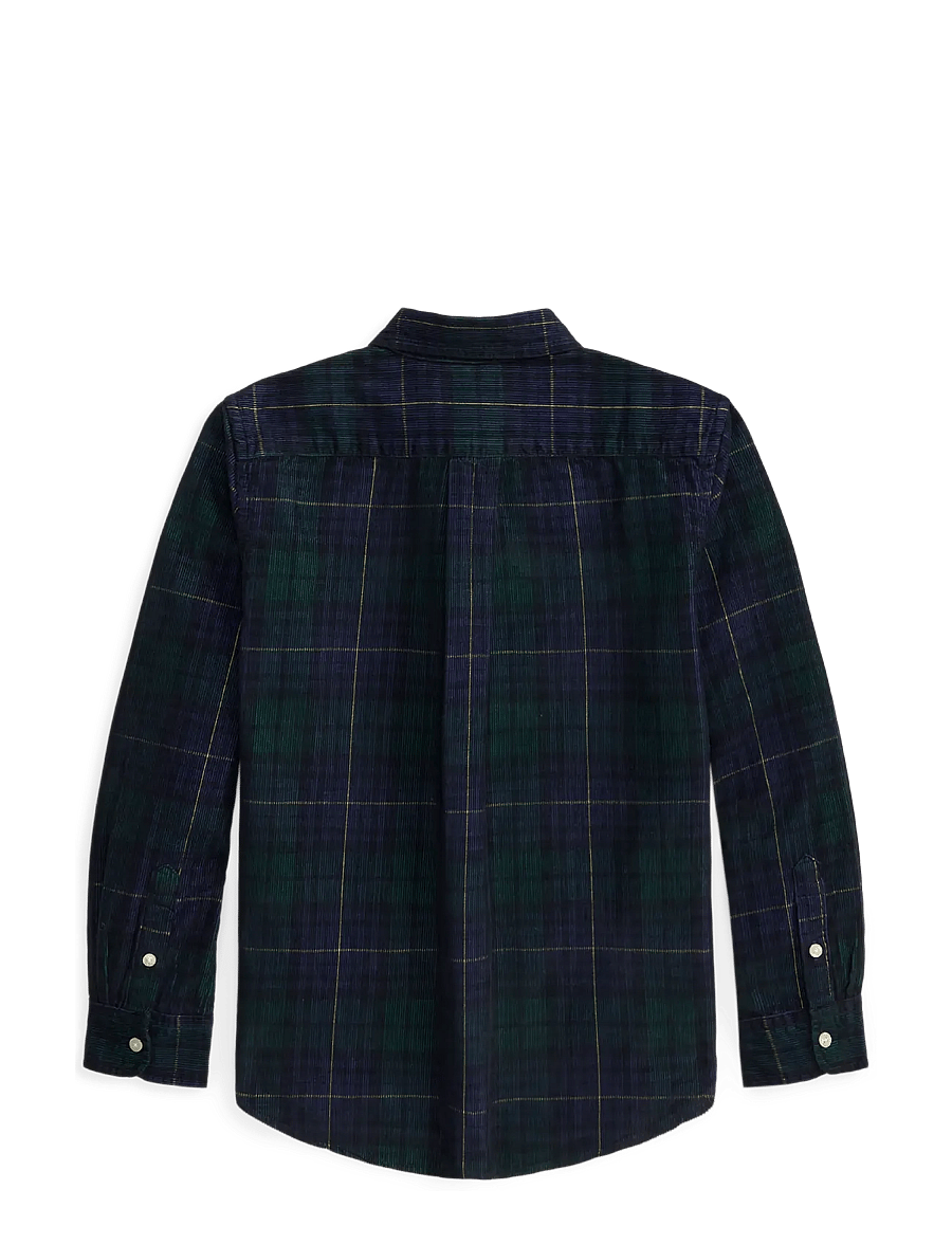Ralph Lauren Kids - Plaid Cotton Corduroy Shirt - langærmede skjorter - #b7452 navy gold - 2