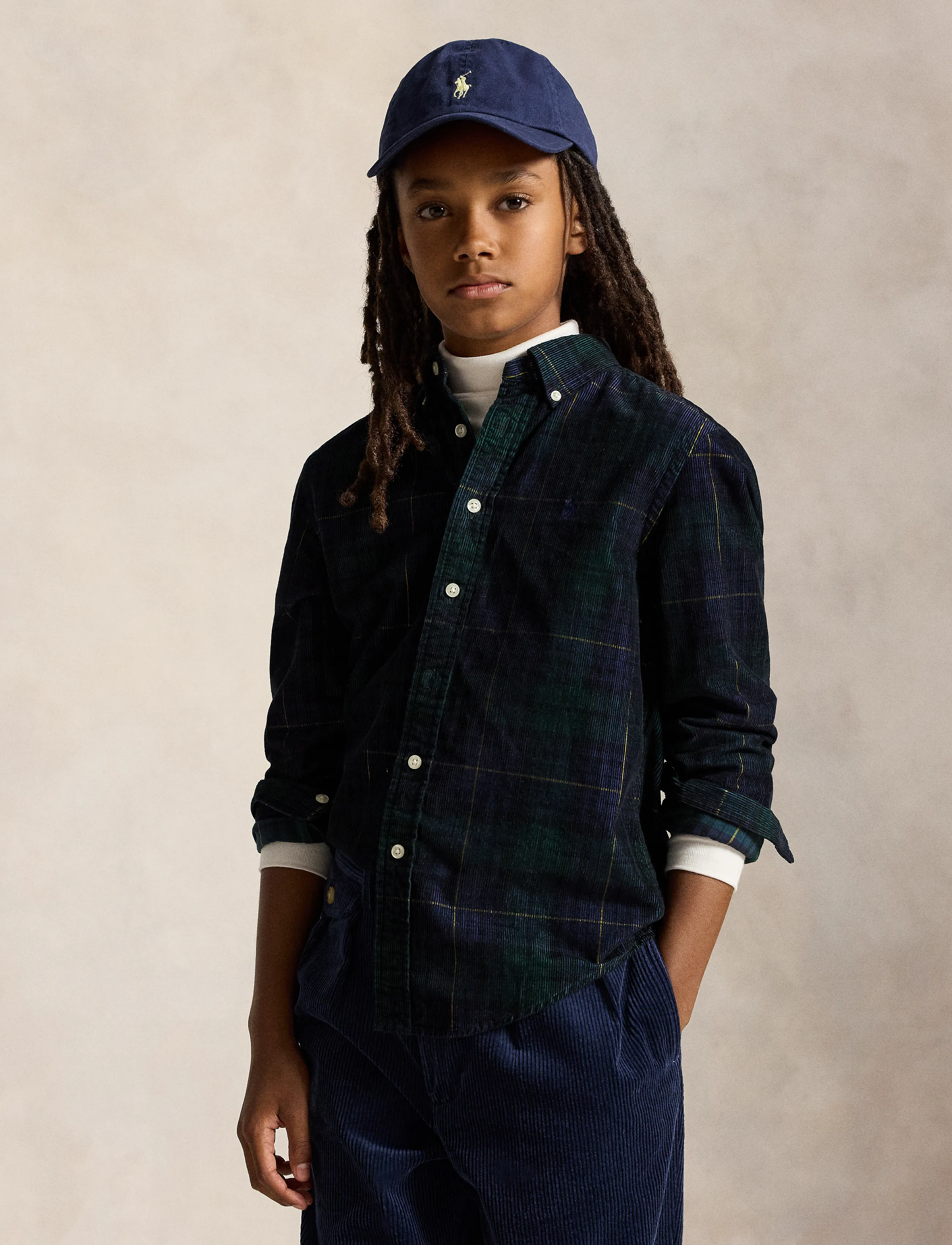 Ralph Lauren Kids Plaid Cotton Corduroy Shirt - Oberteile -  / navy